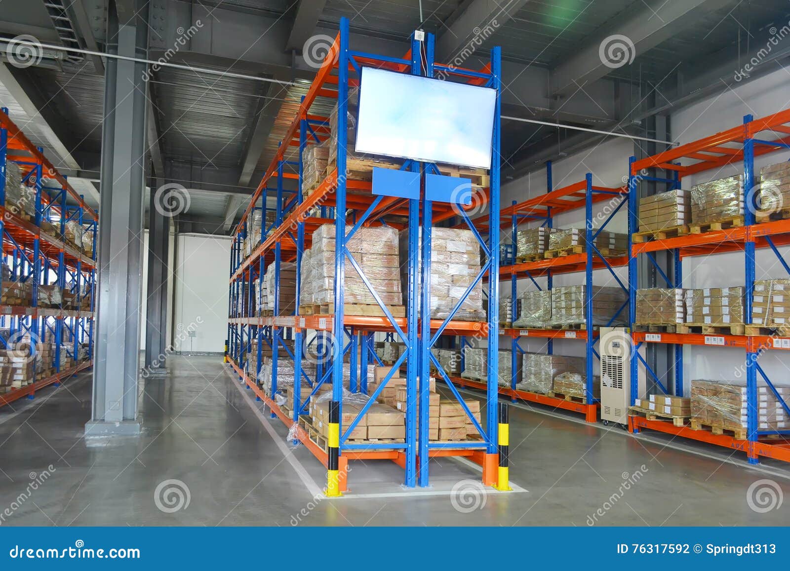 Warehouse shelf stock photo. Image of industrial, bright 76317592