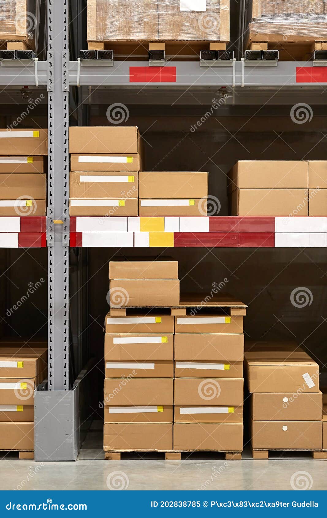 Warehouse Stocked with Boxes in Stacks Stock Image Image of retail