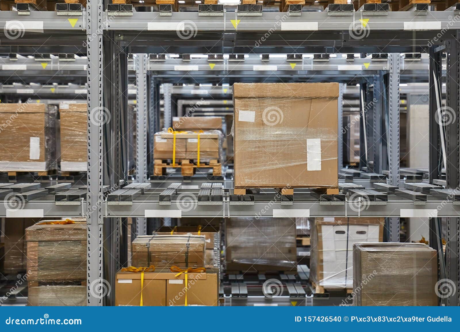 warehouse with stocked shelves