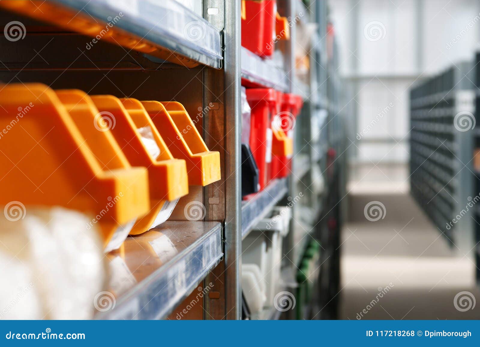 Warehouse Storage Bins and Racks Stock Photo Image of shallow