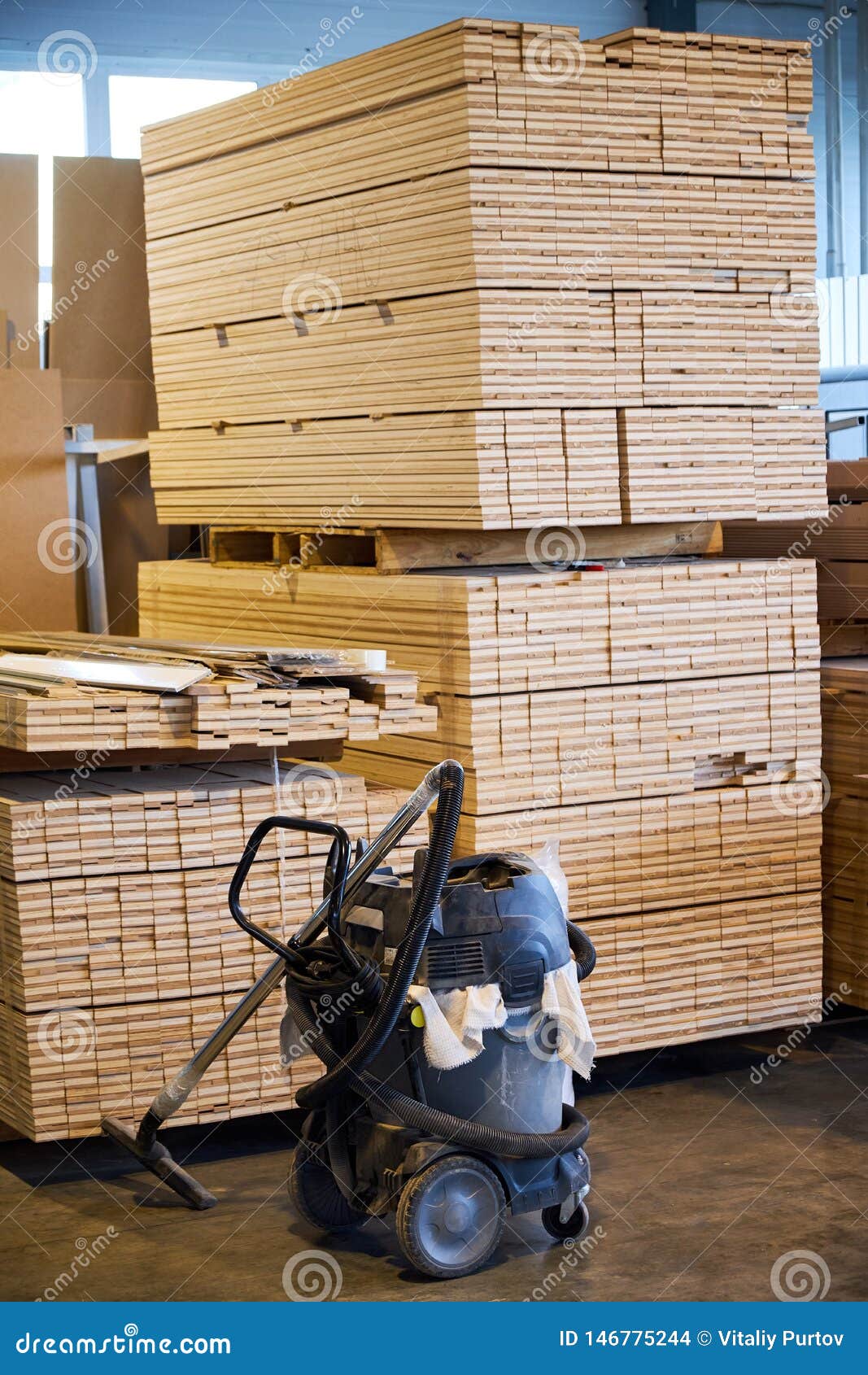 Warehouse With Wooden Blanks Parts Production Of Interior