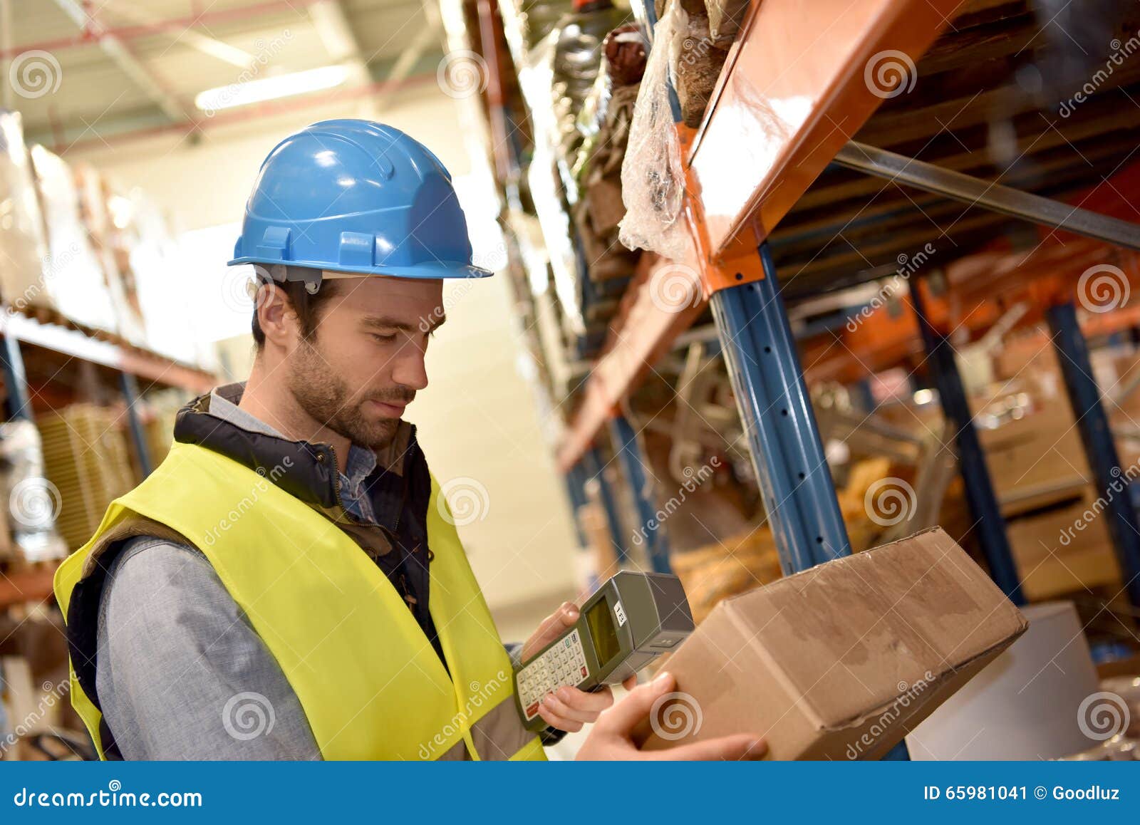 Warehouseman Scanning Products Stock Image Image of supermarket