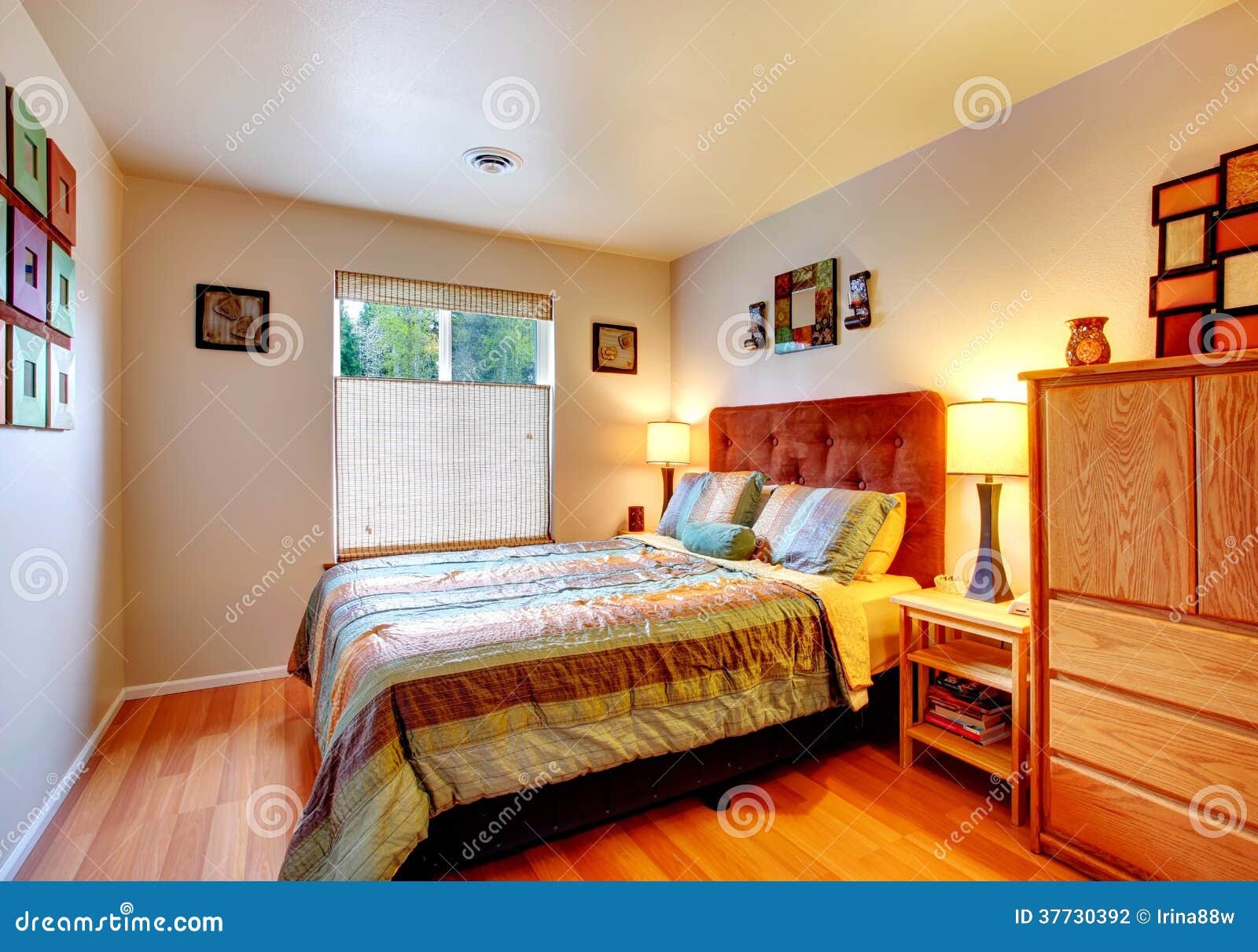 Warm cozy bedroom stock photo. Image of building, indoors - 37730392