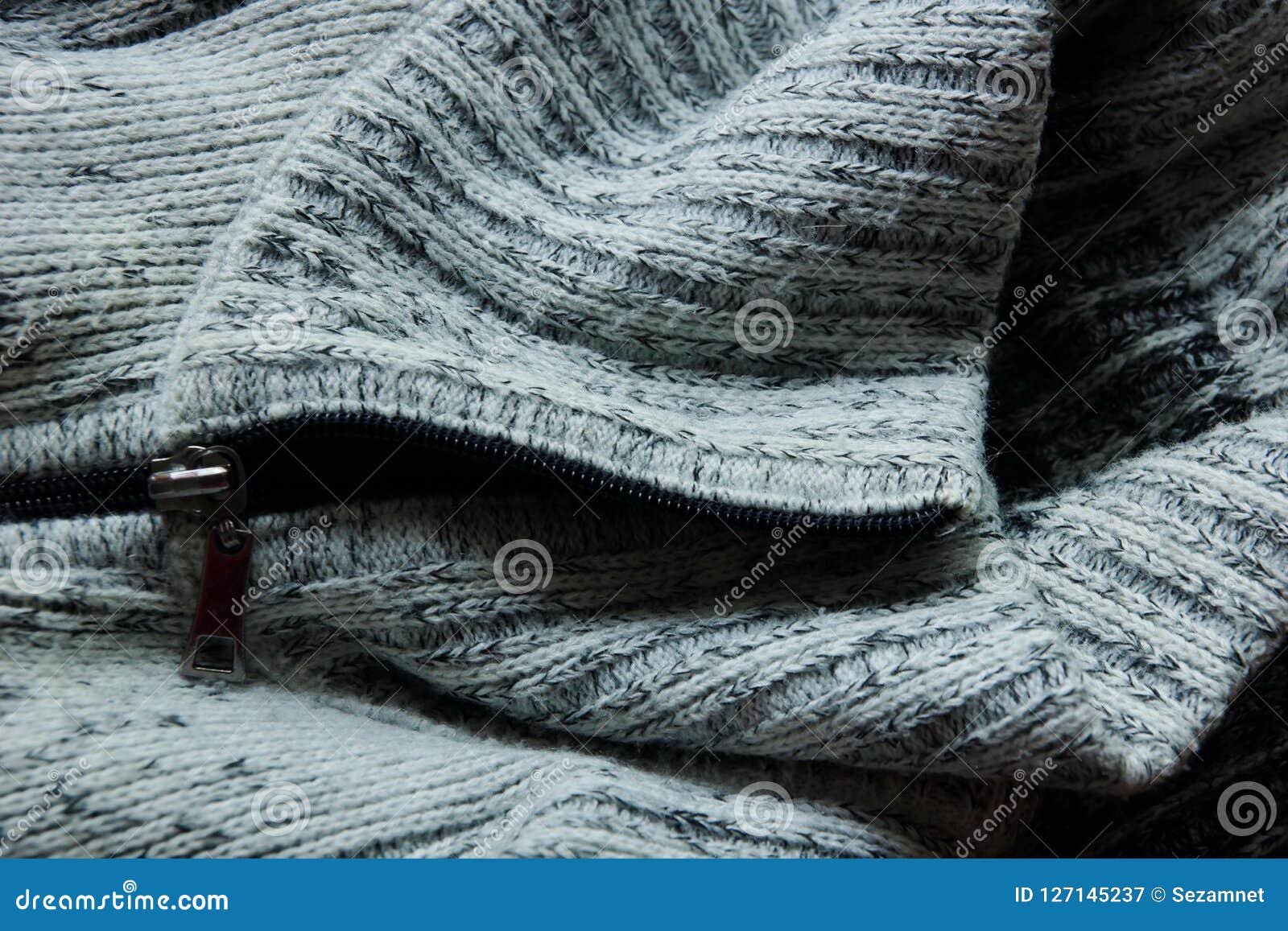 Warm Grey Light Woolen Sweater Collar Wool. Stock Image - Image of ...