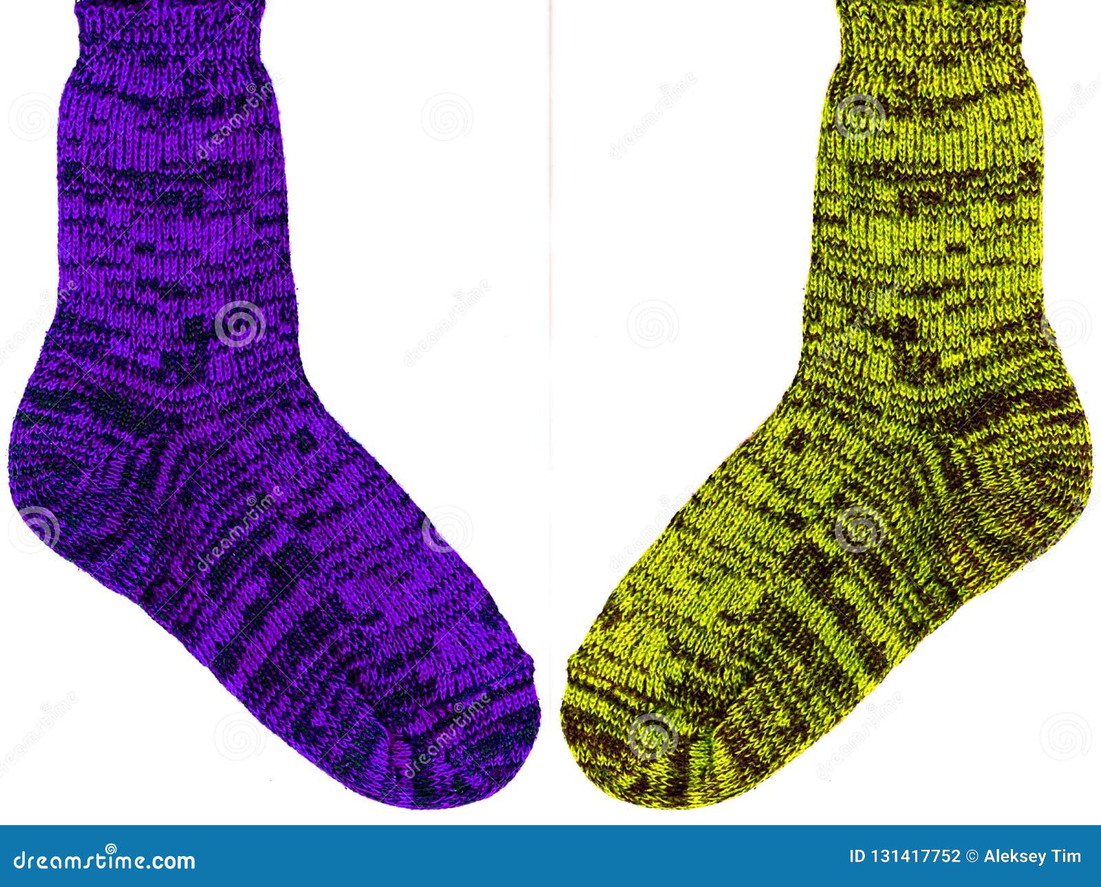 Warm Knitted Colored Sock on a White Background Stock Photo - Image of ...