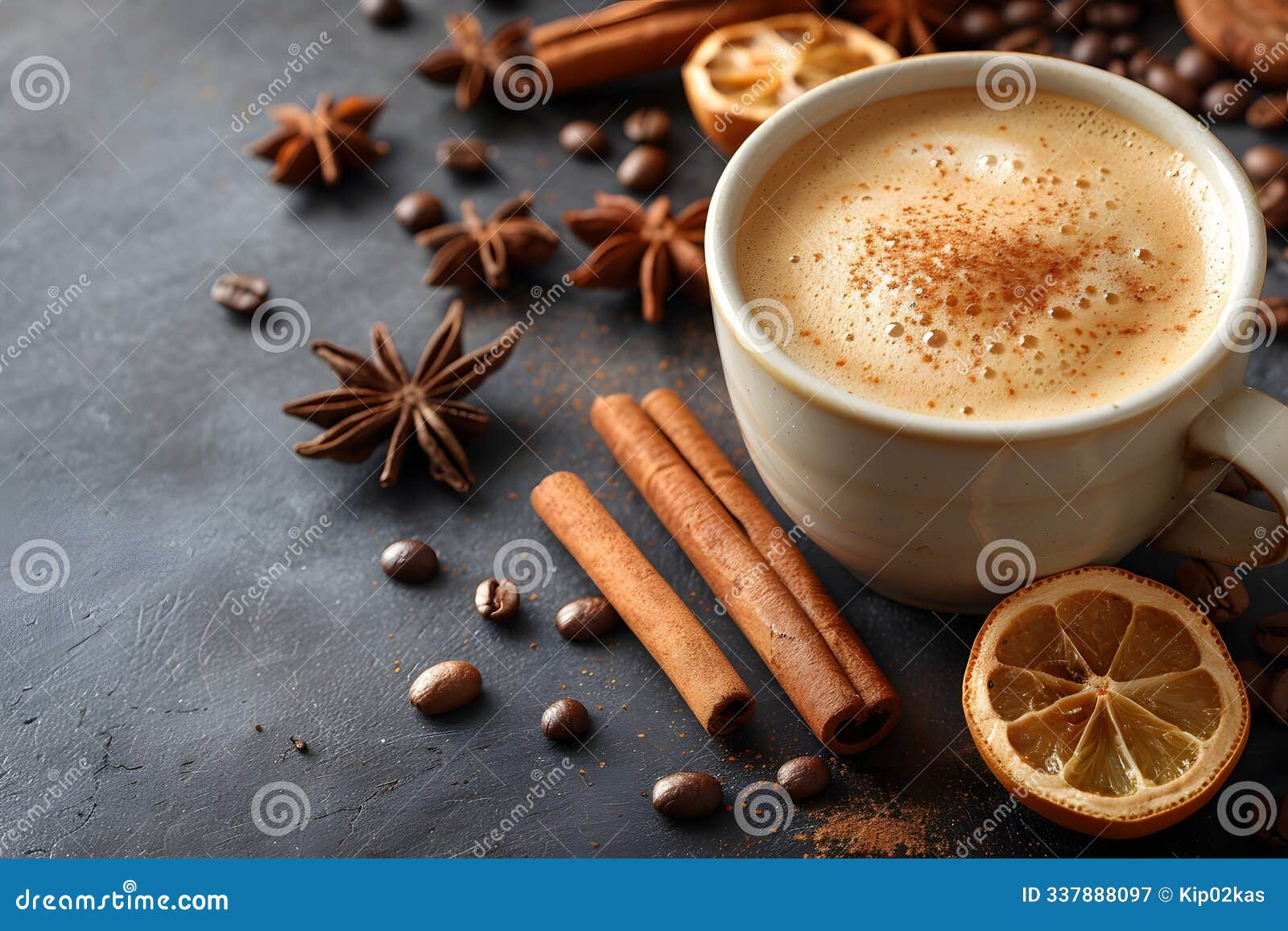 cozy autumn latte with spices and citrus for seasonal comfort and warmth generative ai