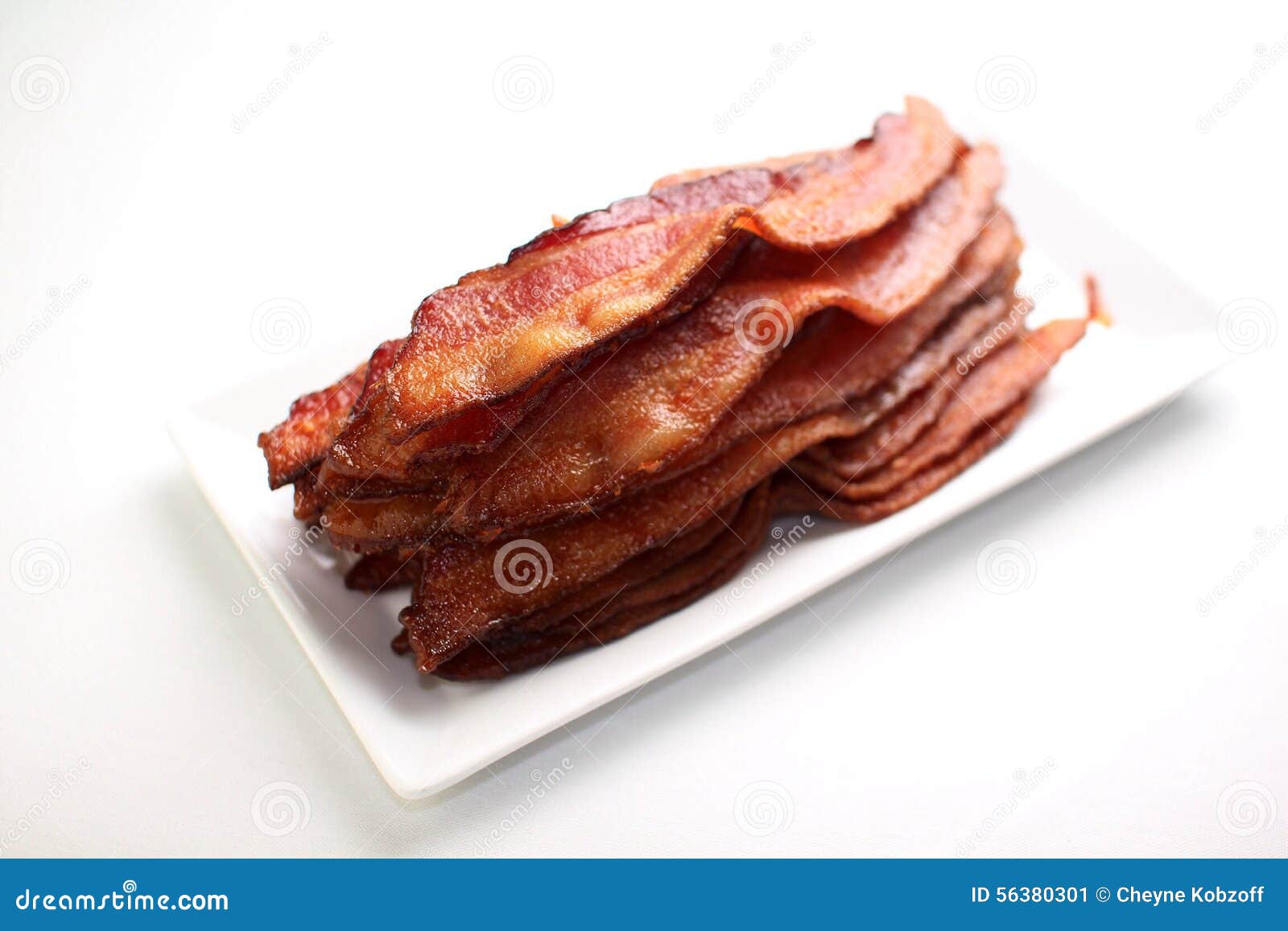 Warm Lean Bacon on a White Plate Stock Image Image of cooked, crisp