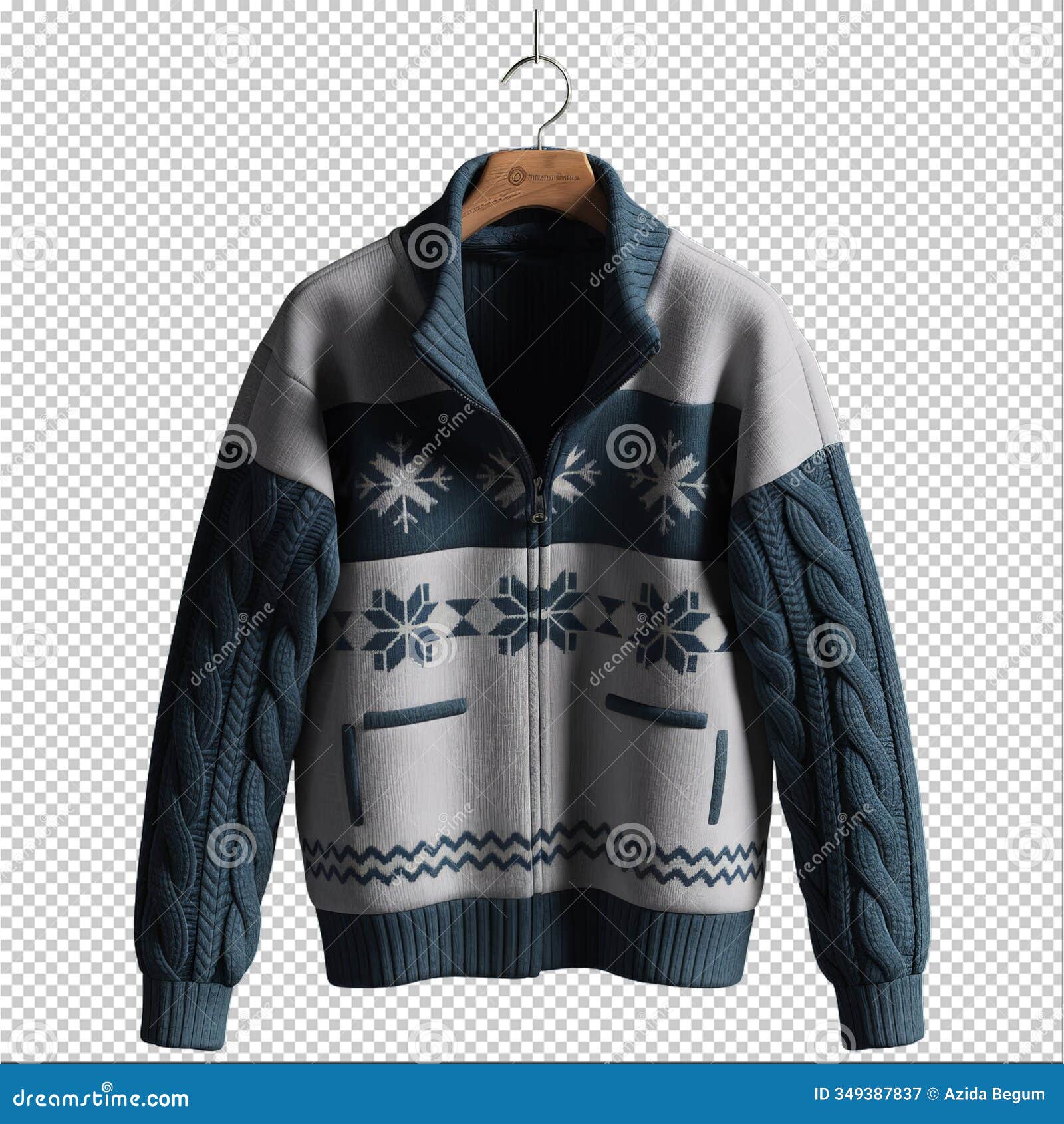 cozy nordic knit cardigan with snowflake pattern and cable knit sleeves for winter wear