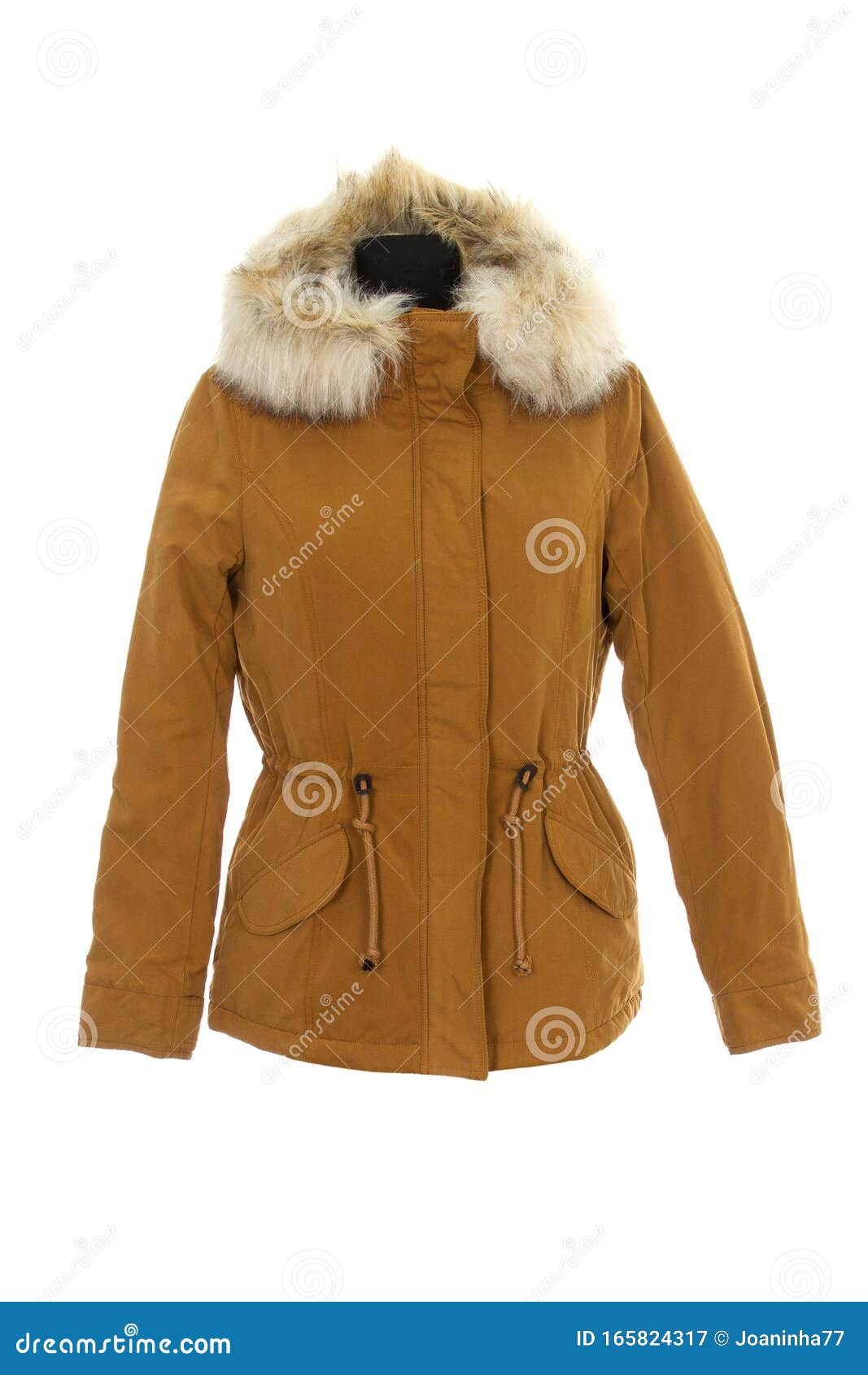 Warm Parka Jacket with a Hood Isolated on White Background Stock Image ...