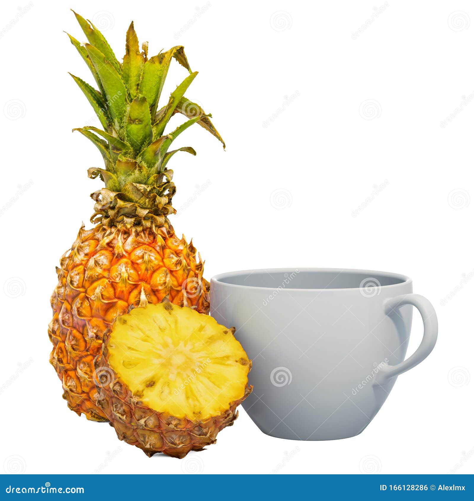 Warm Pineapple Drink with Fresh Pineapple, 3D Rendering Stock Illustration Illustration of