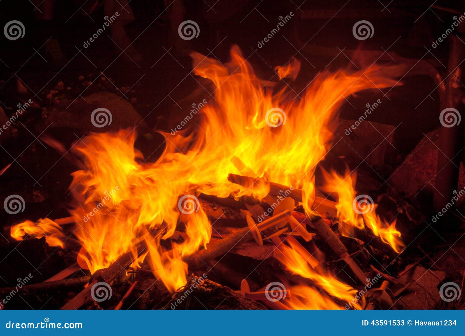 A Warm and Romantic Campfire Burning Torches Stock Image Image of