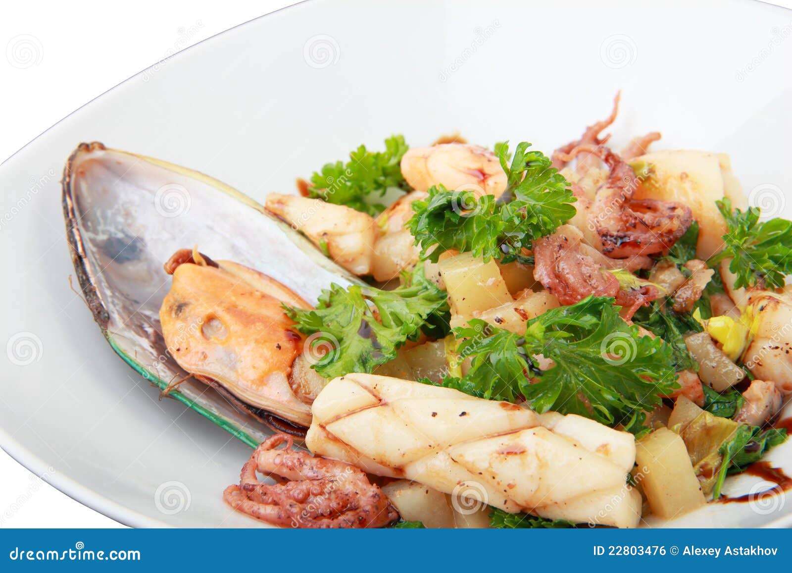 Warm Seafood Salad with Potatoes Stock Photo Image of dinner, vegetable 22803476