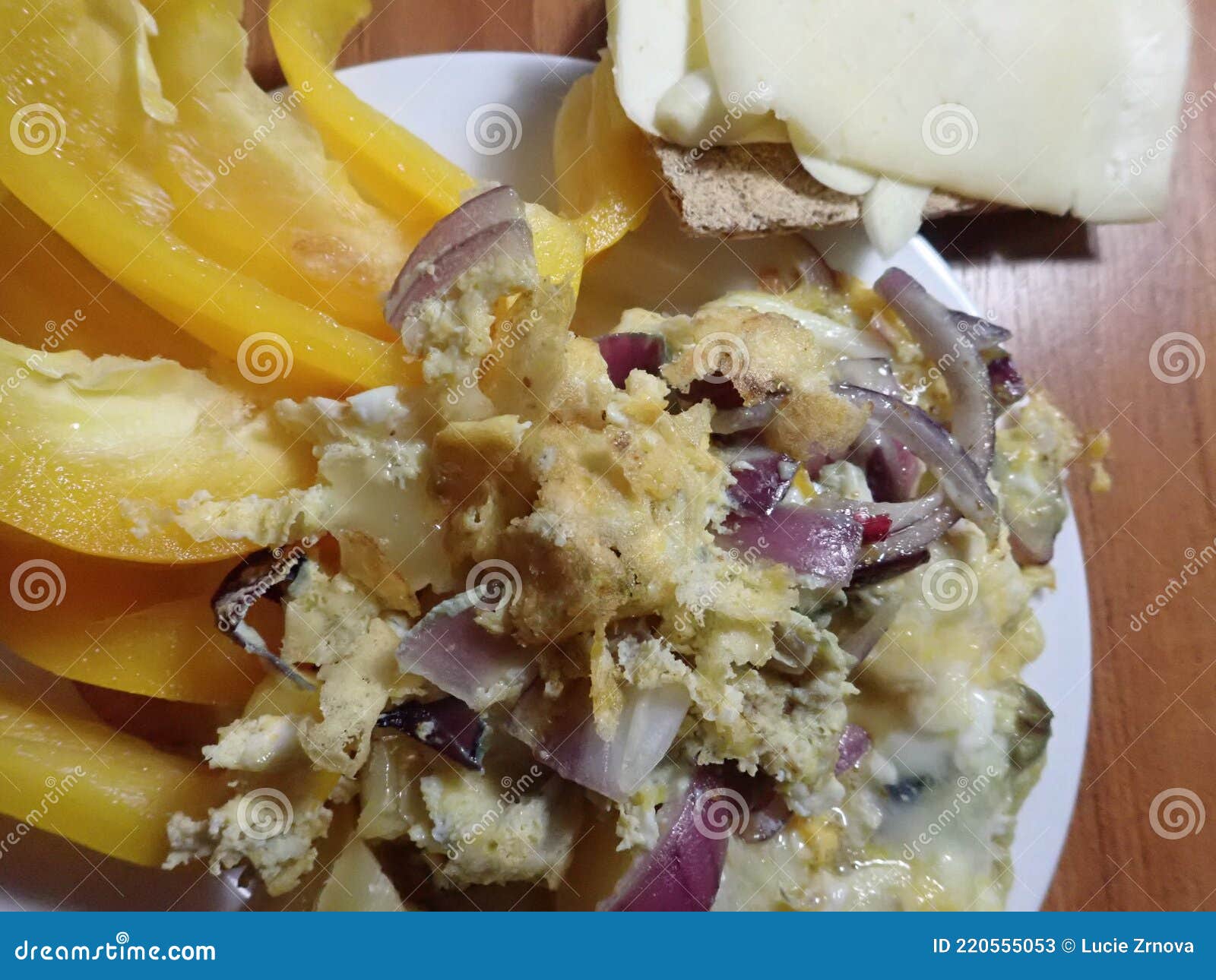 Warm Vegetable Salad with Eggs and Cheese Stock Image Image of