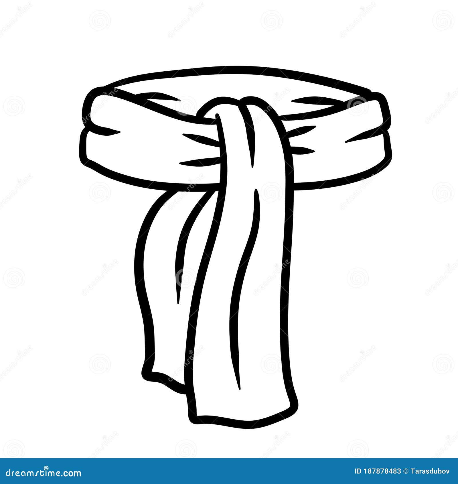 Warm winter scarf. Black and white cartoon illustration. 6402434