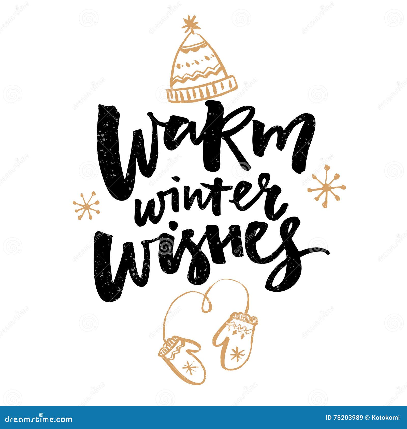 Warm Winter Wishes Text. Greeting Card with Brush Calligraphy and Hand ...