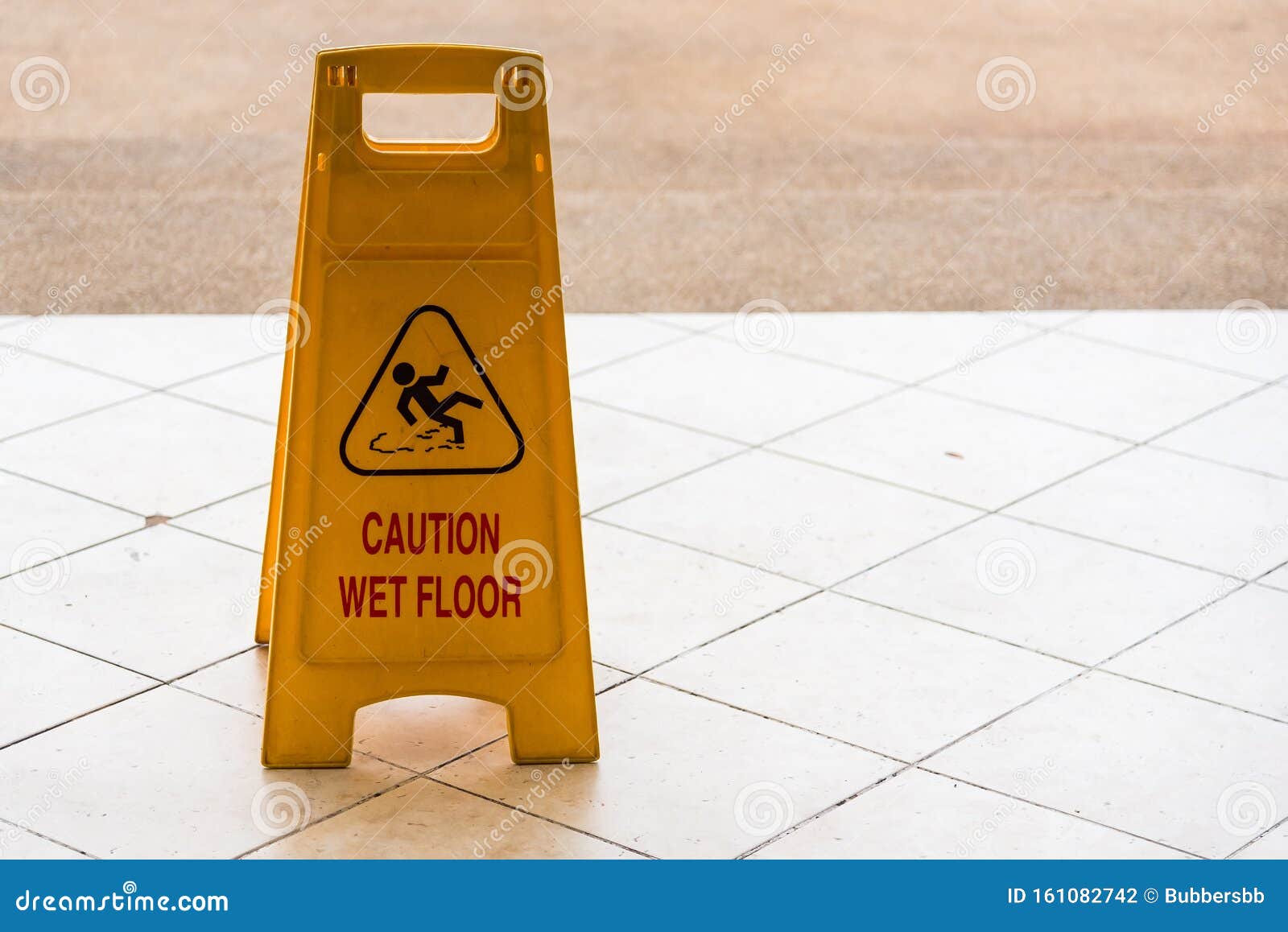 Warning Beware Accident Concept, the Image of Yellow Caution Wet Floor