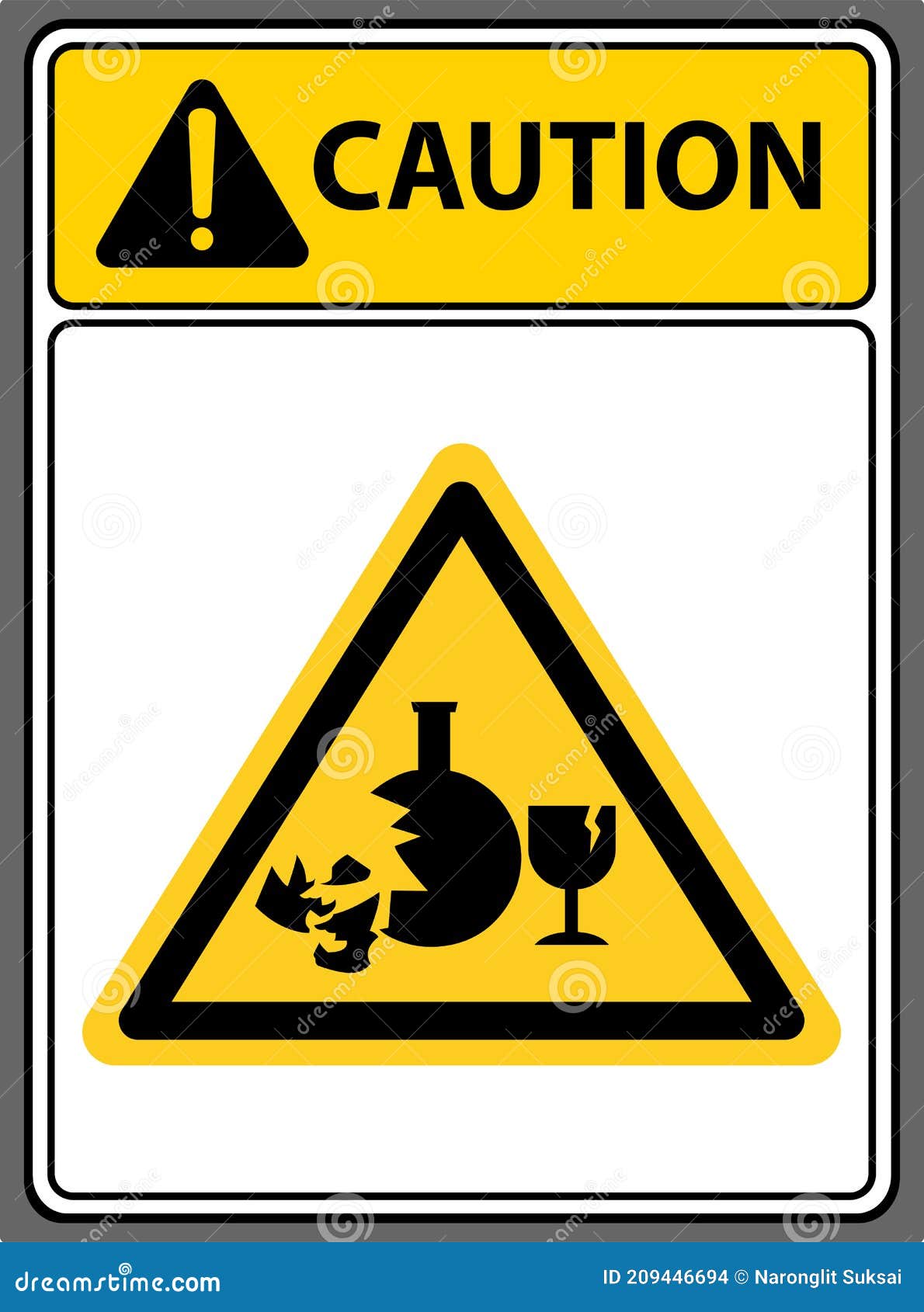 Warning Broken Glass Is Dangerous Stock Vector Illustration Of Dark