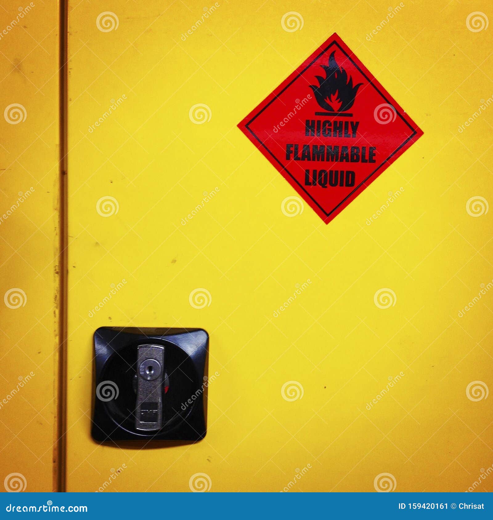 warning colours of a dangerous liquids cabinet