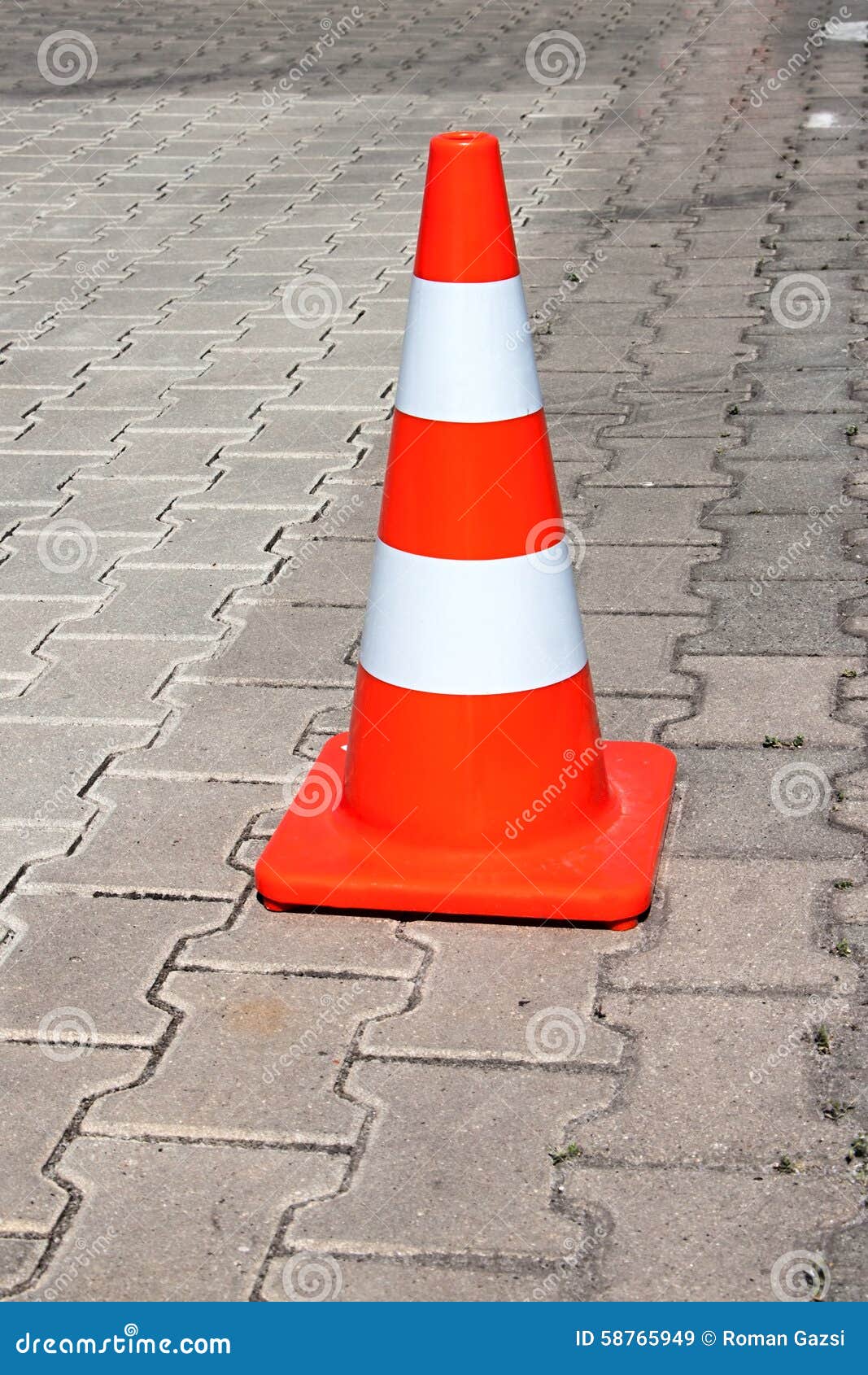Warning cone stock image. Image of tiles, plastic, warning 58765949