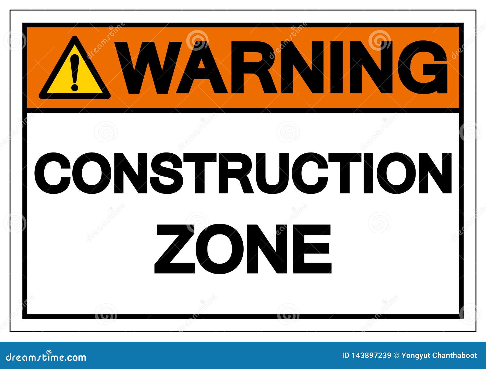 Warning Construction Zone Symbol Sign, Vector Illustration, Isolate on ...