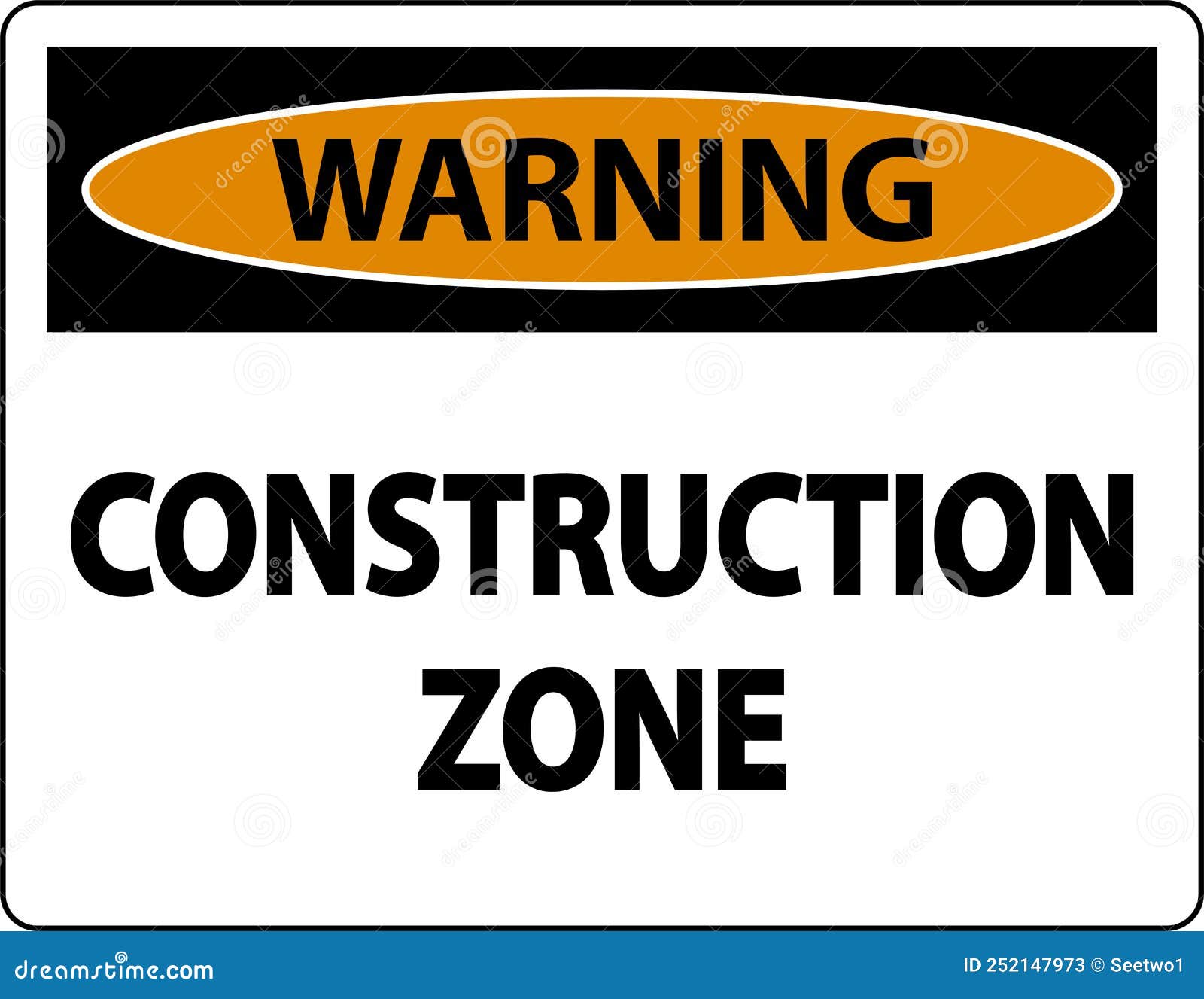 Warning Construction Zone Symbol Sign on White Background Stock Vector ...