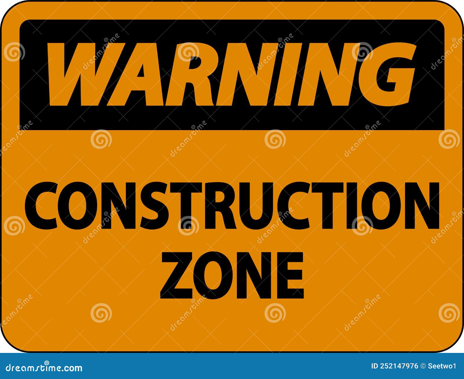 Warning Construction Zone Symbol Sign on White Background Stock Vector ...