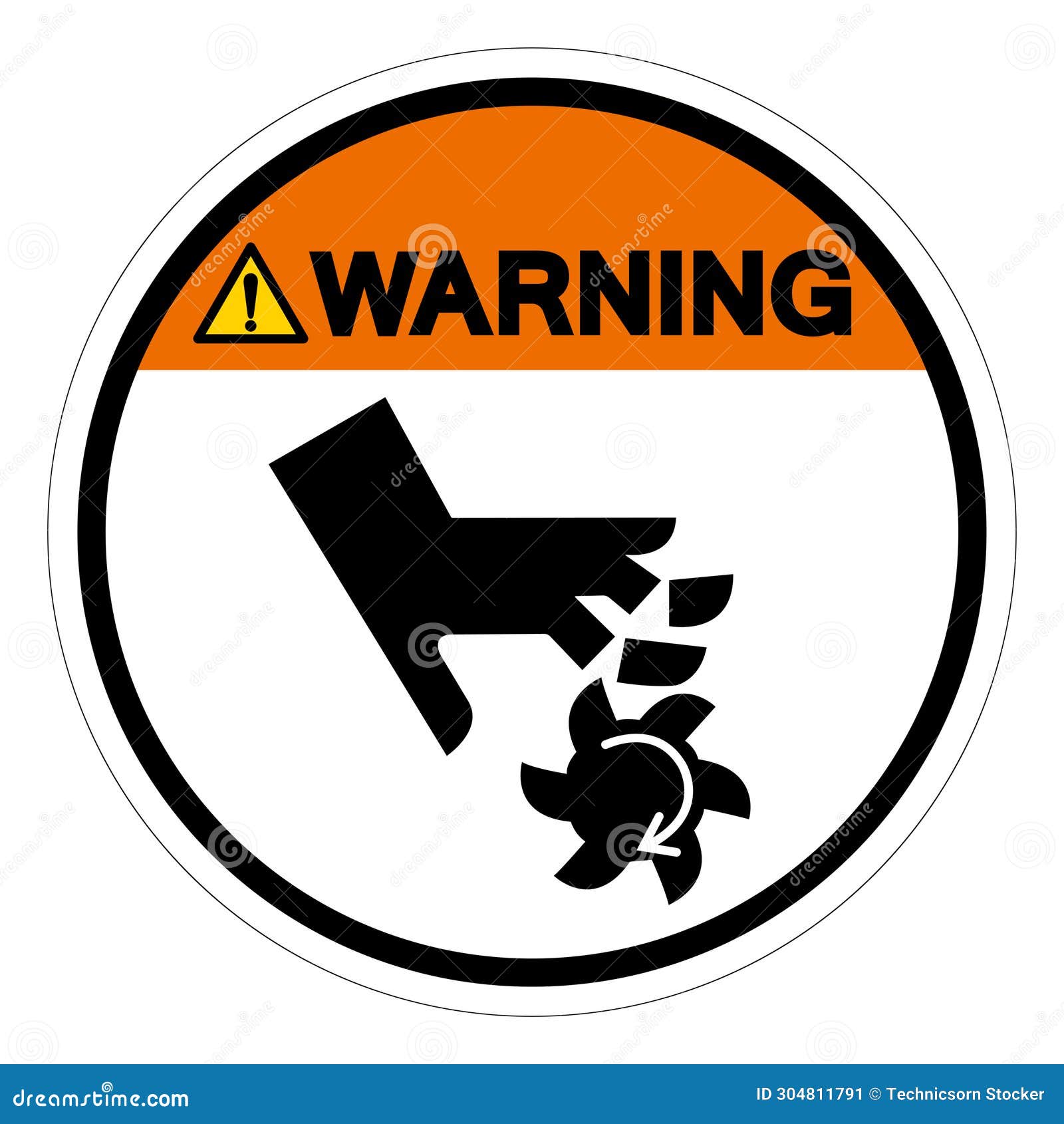 Warning Cutting of Fingers Rotating Blade Symbol Sign, Vector Illustration, Isolate on White