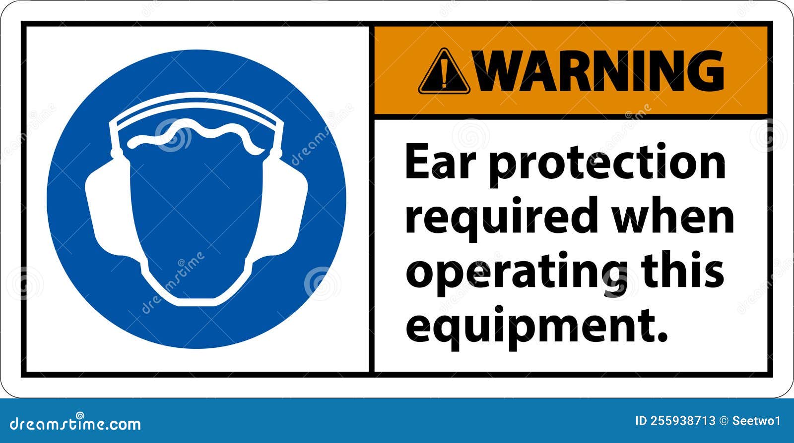 Warning Ear Protection Required Sign on White Background Stock Vector
