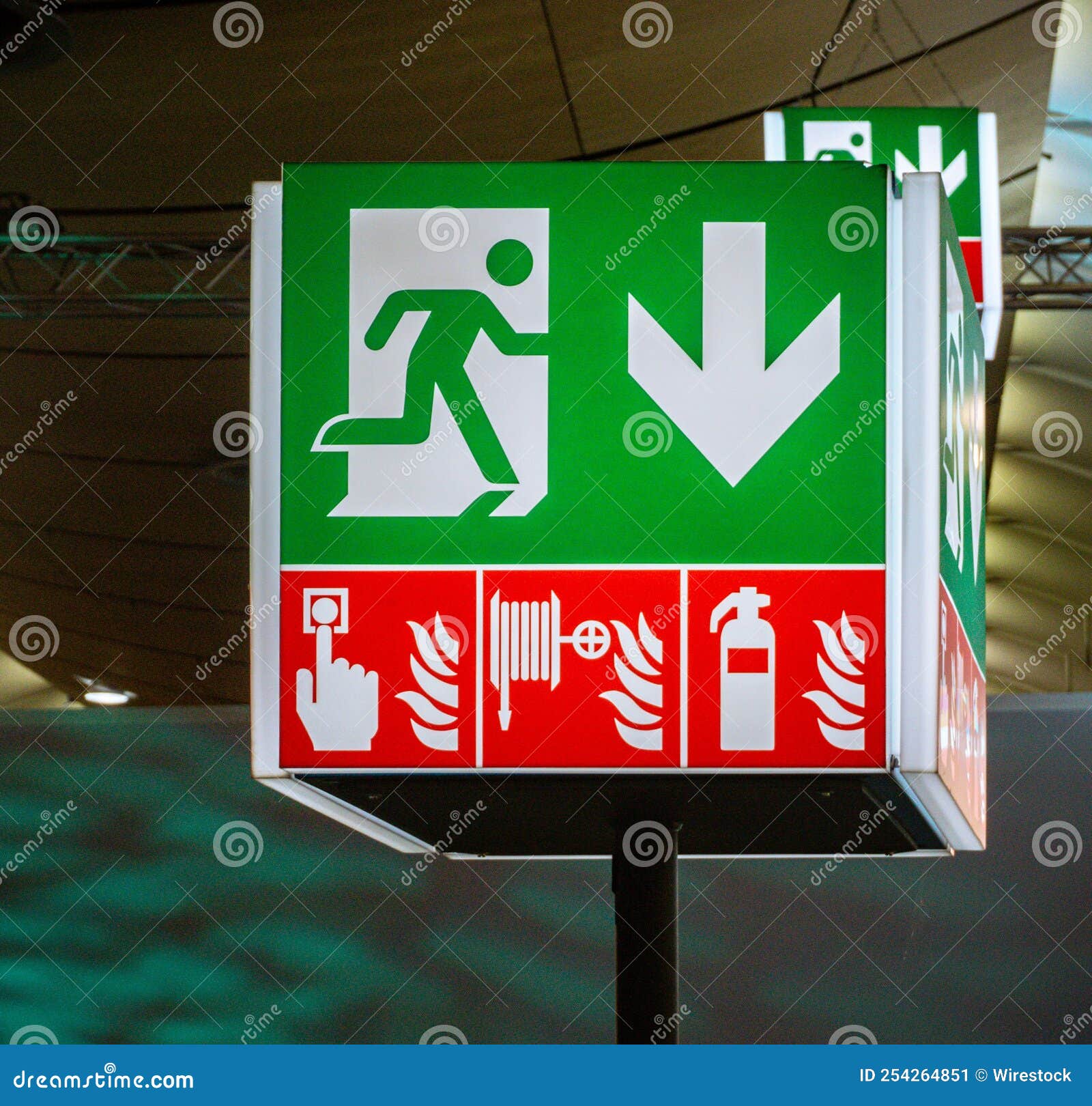 Warning Exit Sign in Case of Fire Emergencies Stock Image Image of