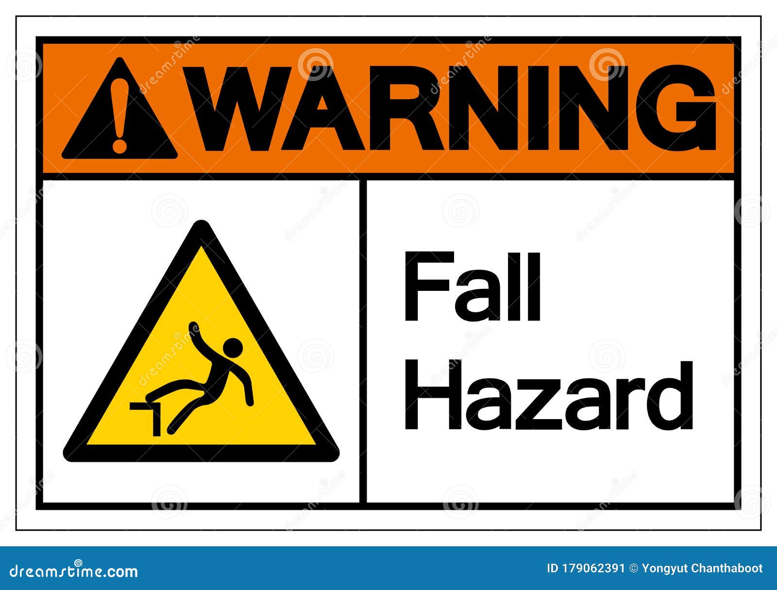 Warning Fall From Heights Symbol Sign Vector Illustration Isolate On