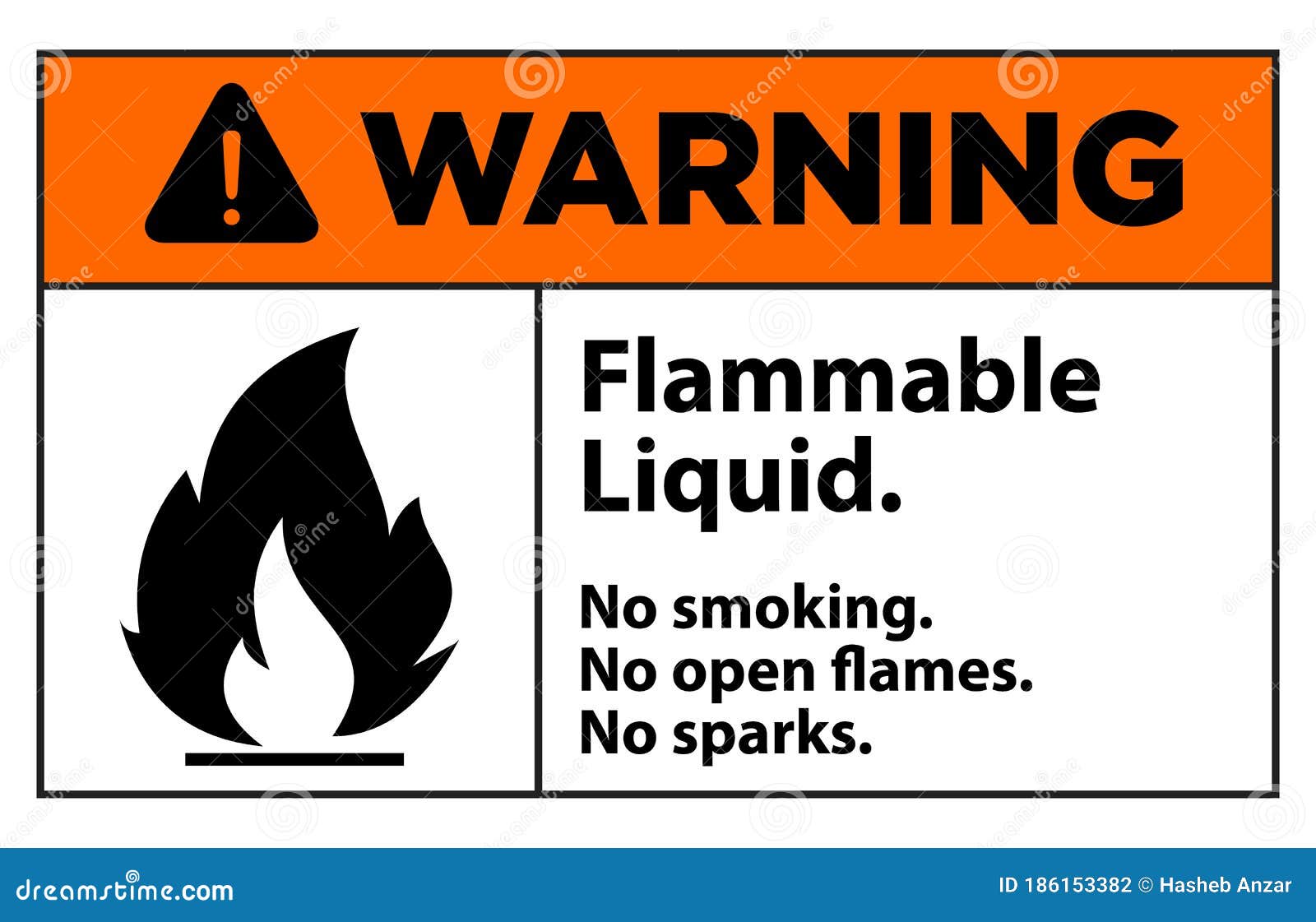 warning flammable liquid sign 