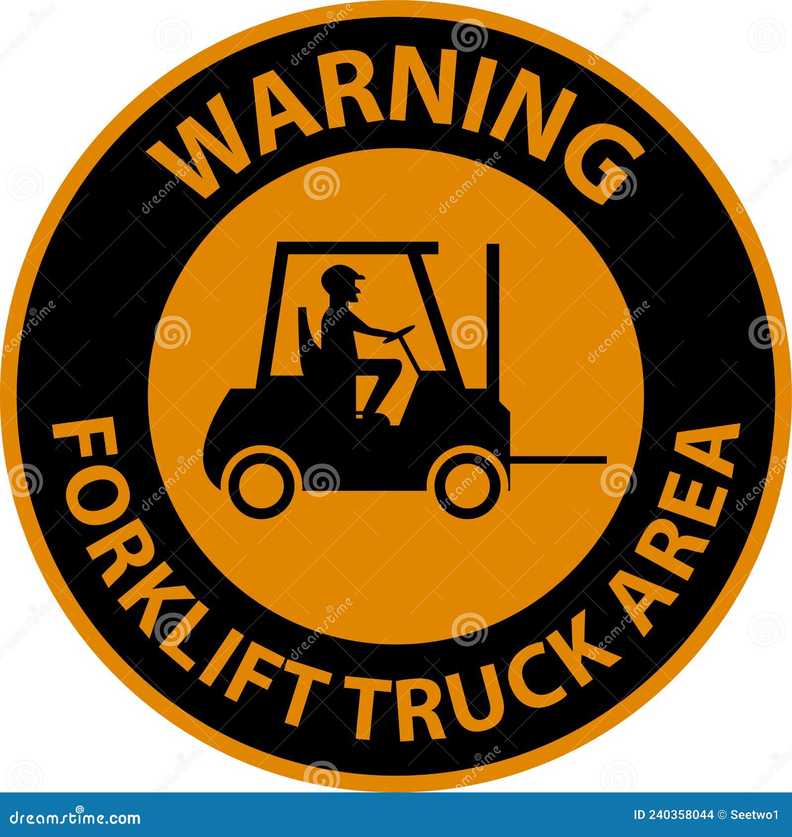Warning Forklift Truck Area Hazard & Warning Label Stock Vector