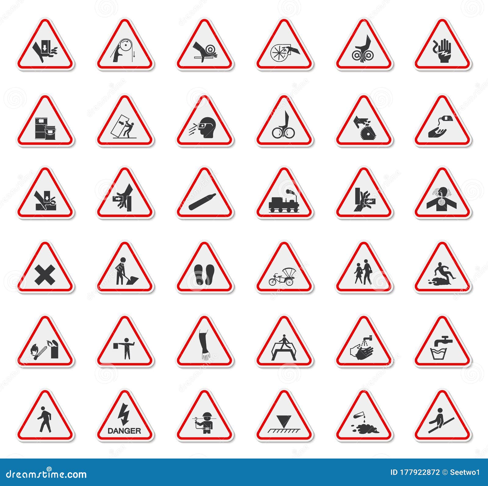 Warning Hazard Symbols Labels Sign Isolate on White Background,Vector Illustration Stock Vector