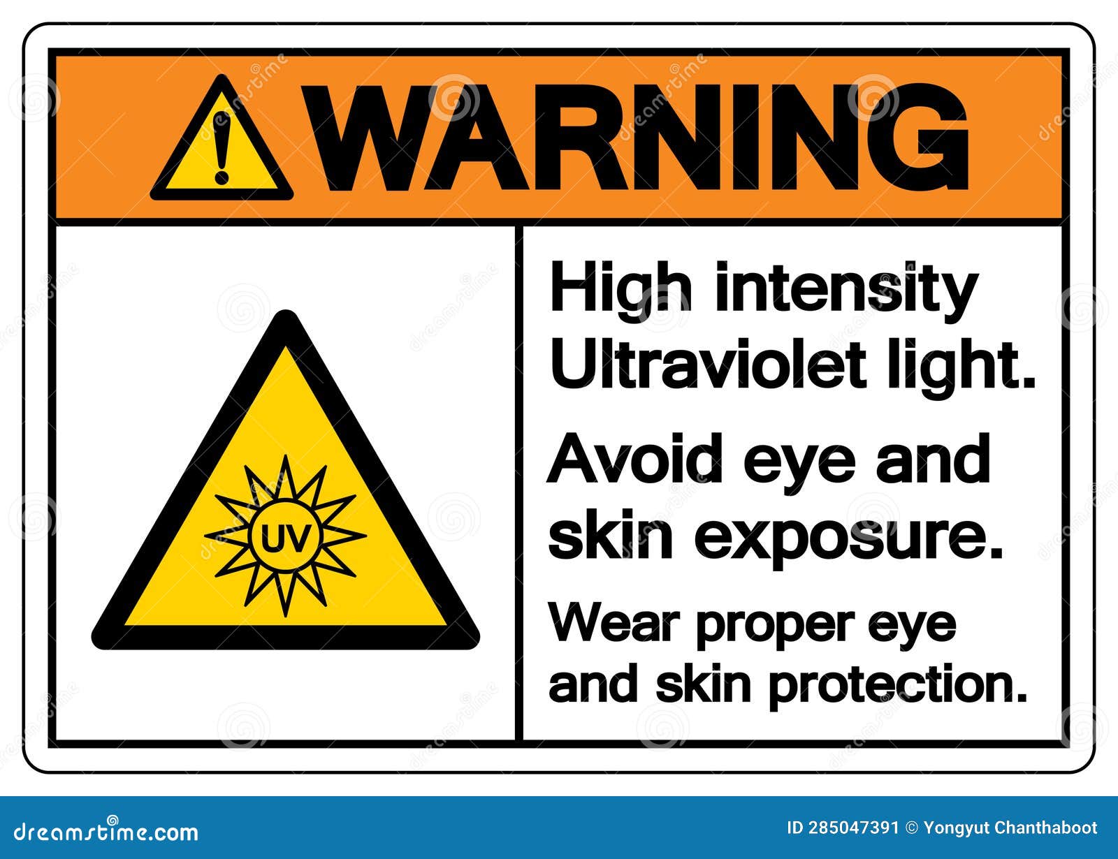 Warning High Intensity Ultraviolet Light Symbol ,Vector Illustration