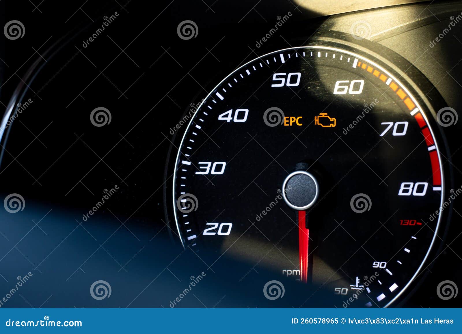 Warning Light Engine in Car Dashboard Stock Image Image of control