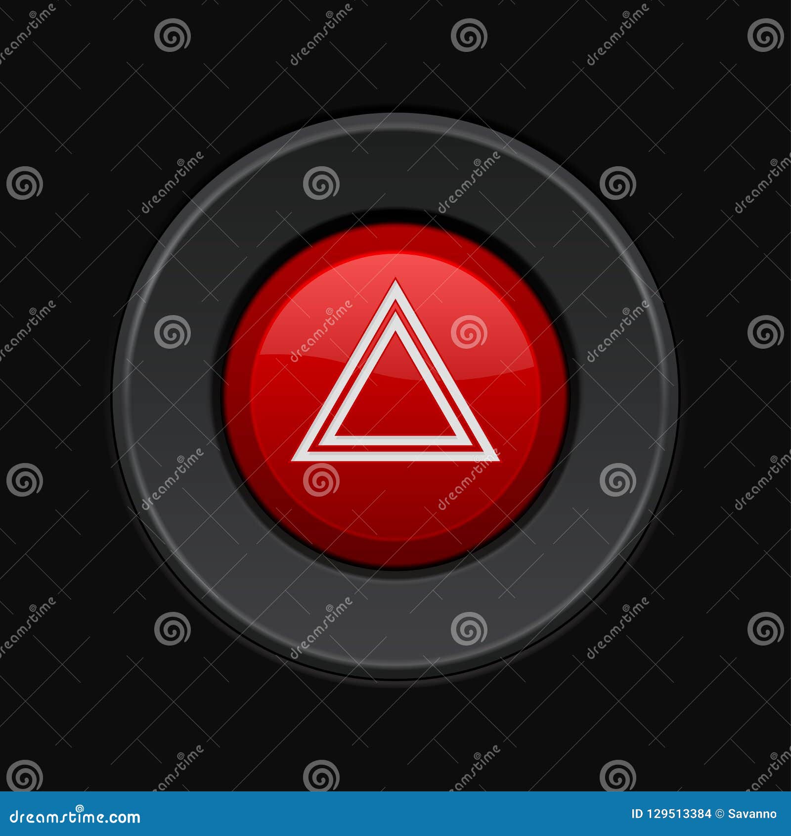 Warning Light Red Button. Car Dashboard Element Stock Vector