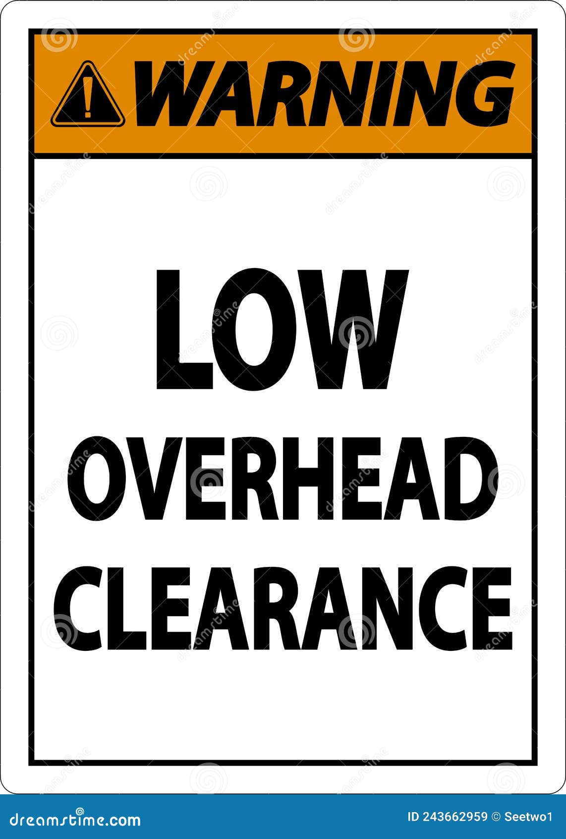 Warning Low Overhead Clearance Sign on White Background Stock Vector Illustration of equipment