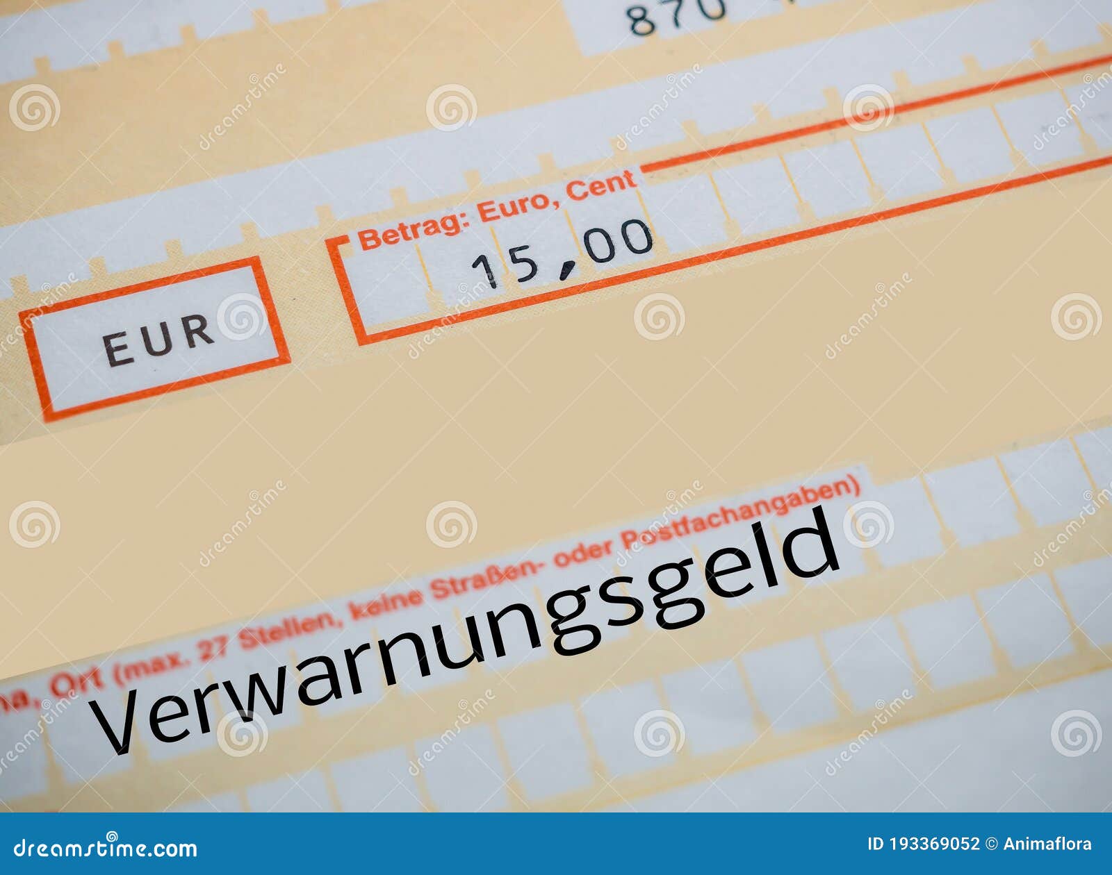 Warning Money Slip in German Stock Photo Image of parker, parking