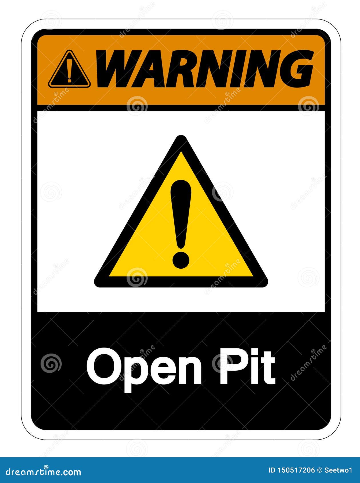 Warning Beware open pit safety sign 