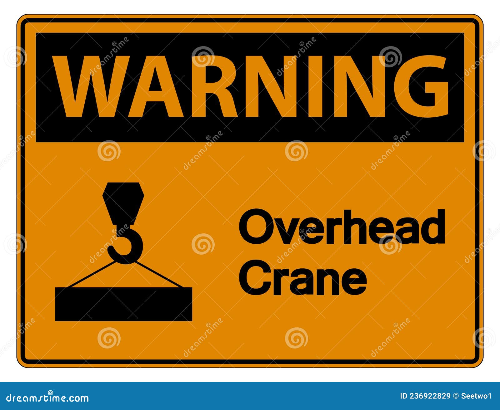 Warning Overhead Crane Symbol Sign on White Background Stock Vector