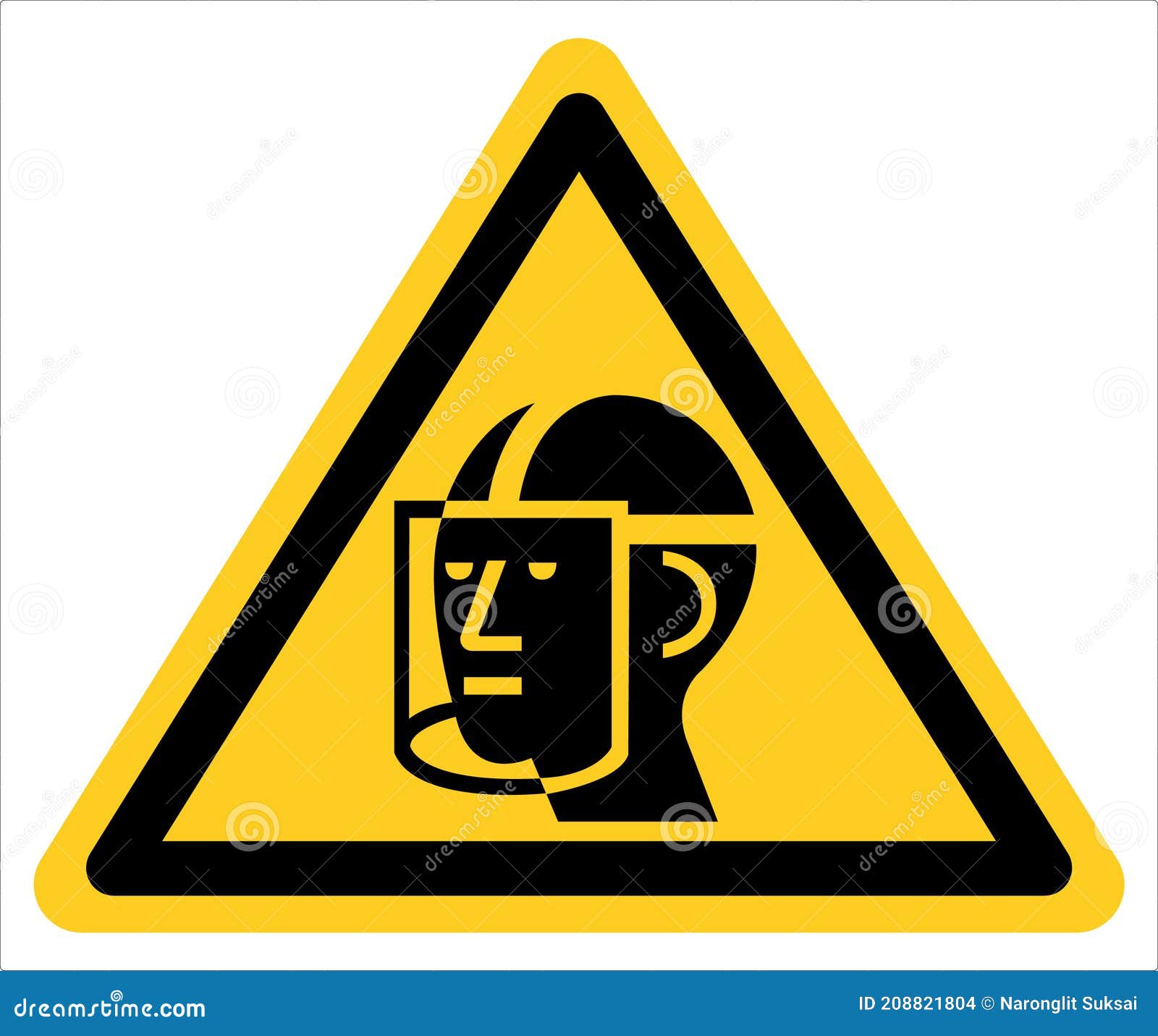 Warning Please Wear a Protective Helmet or Mask Stock Vector