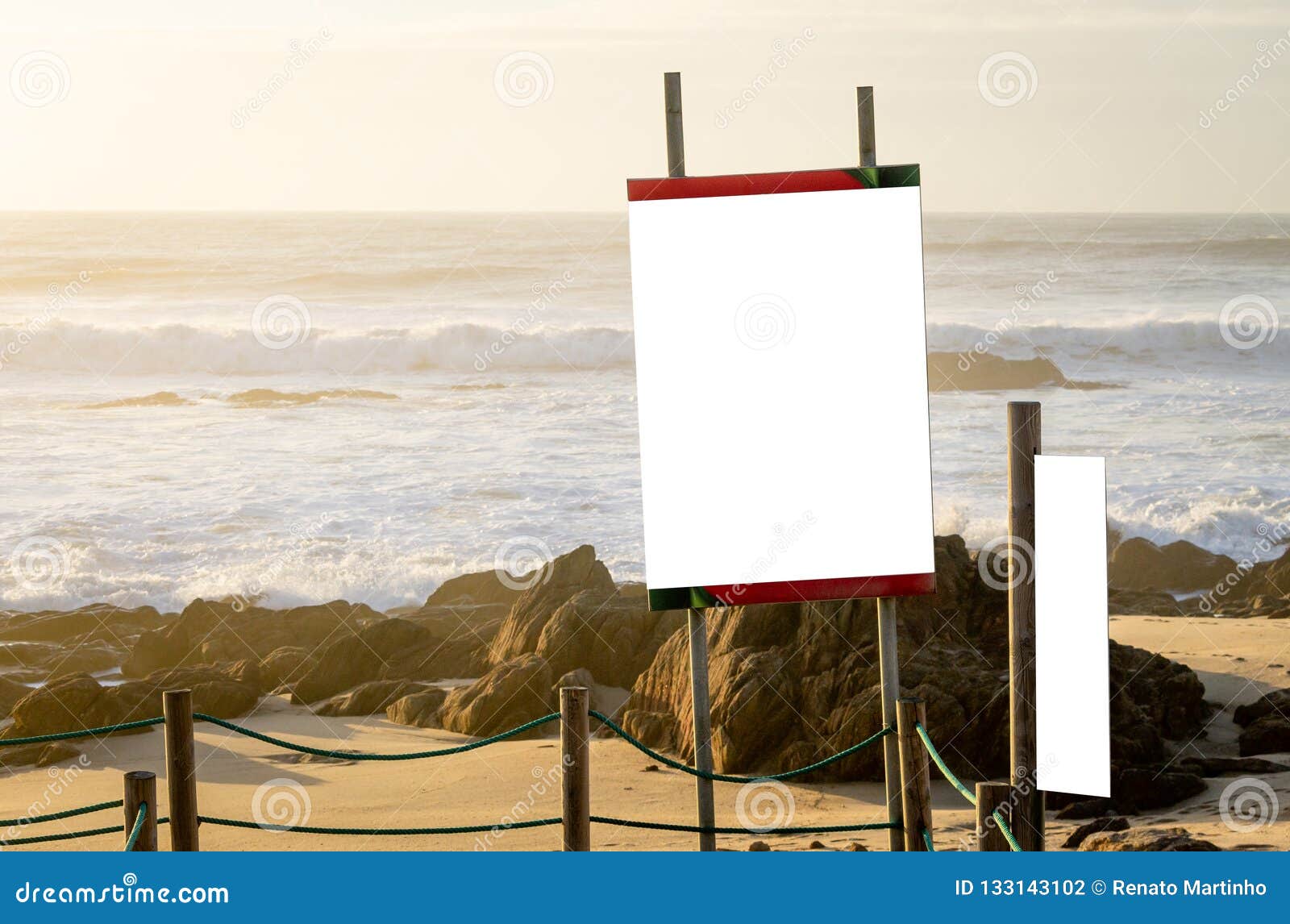 Download Warning Poster Mockup At The Beach Stock Photo Image Of Outdoor Empty 133143102
