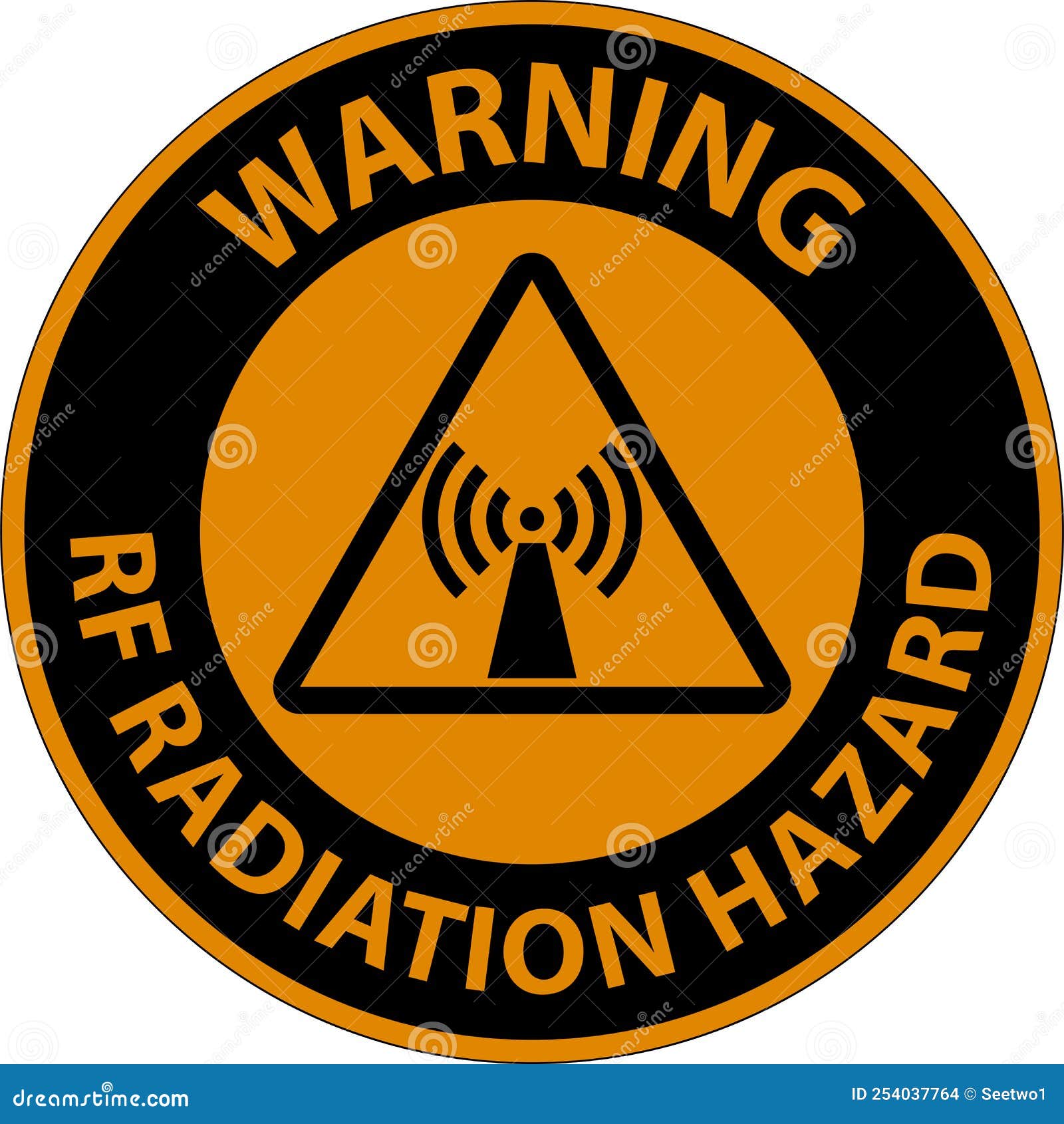 Warning RF Radiation Hazard Authorized only Sign on White Background