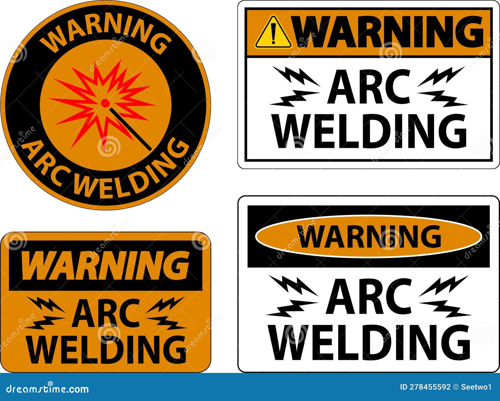 Warning Sign Arc Welding on White Background Stock Vector
