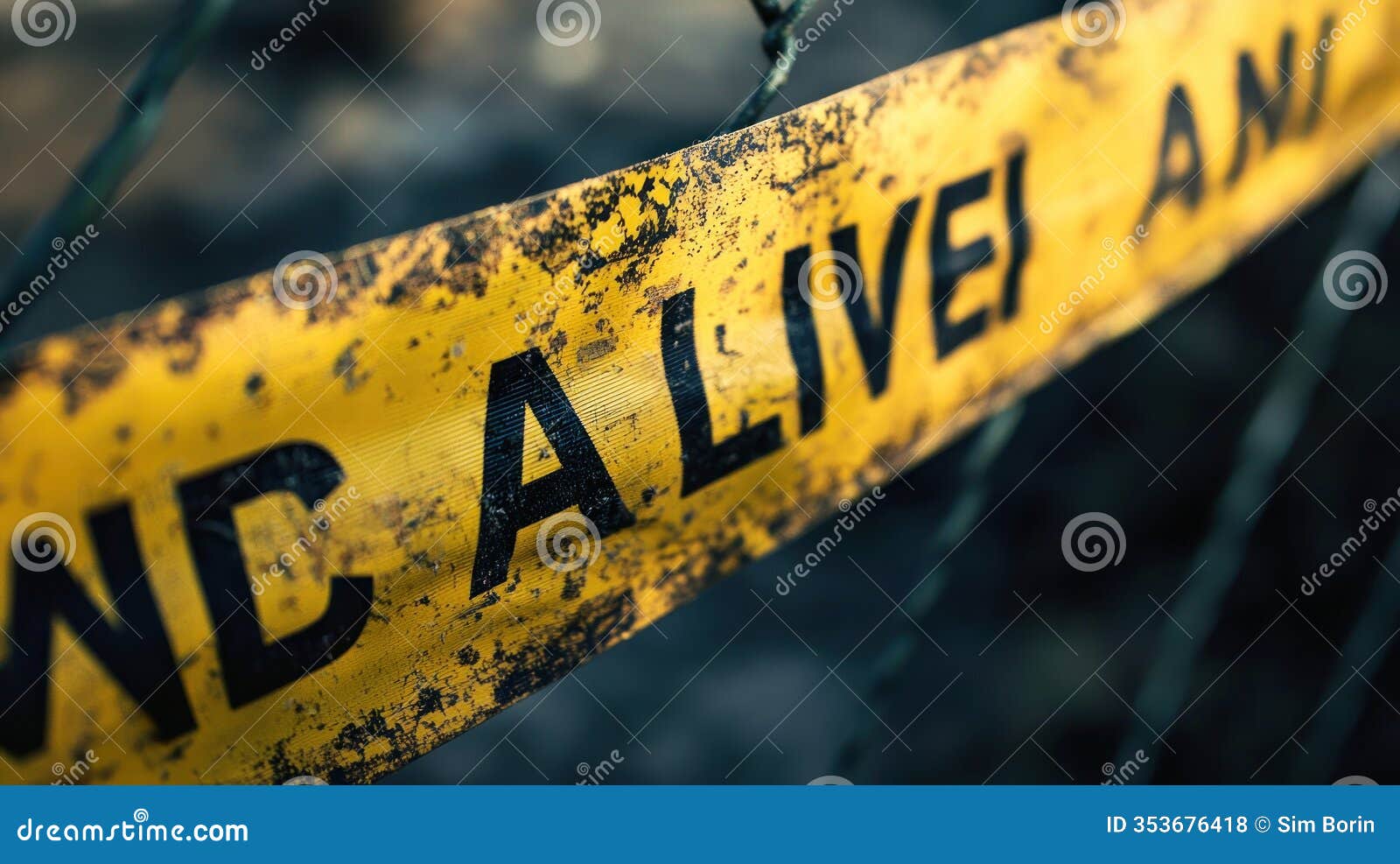 a warning sign or caution tape in a risky environment, highlighting