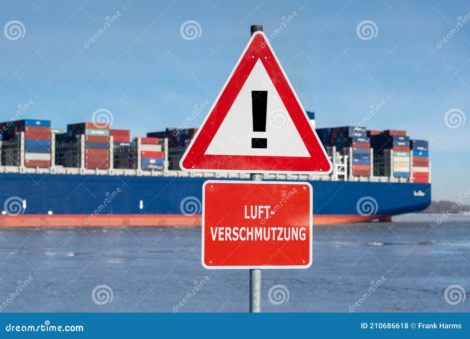 Warning Sign with the German Text `Luftverschmutzung` Air Pollution in ...
