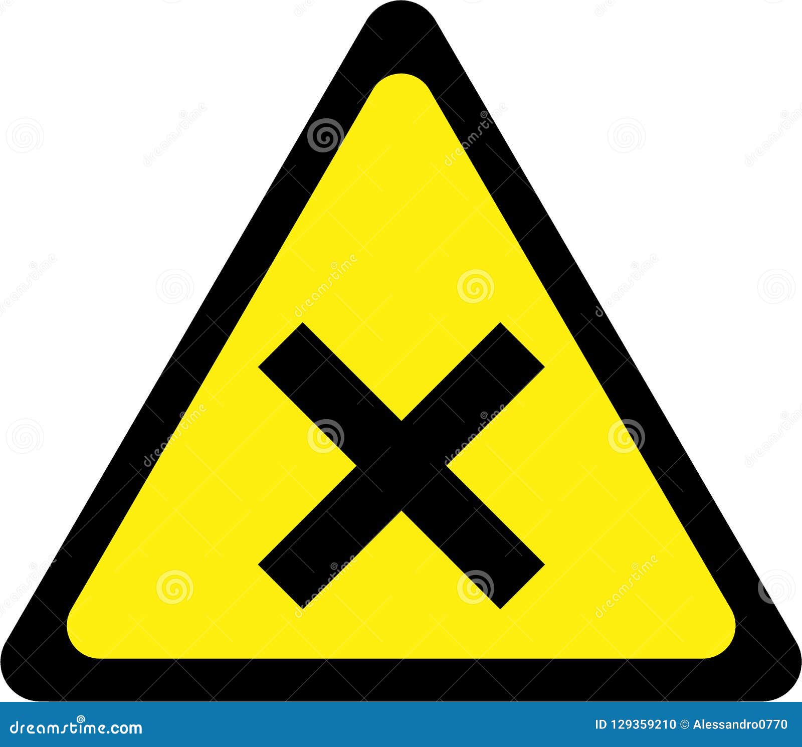 Warning Sign with Intersection Stock Illustration - Illustration of ...