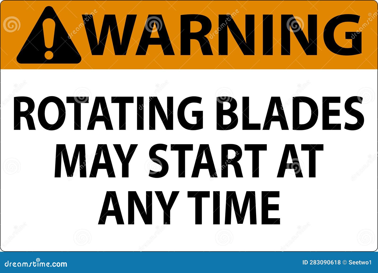 Warning Sign Rotating Blades May Start at Any Time Stock Vector