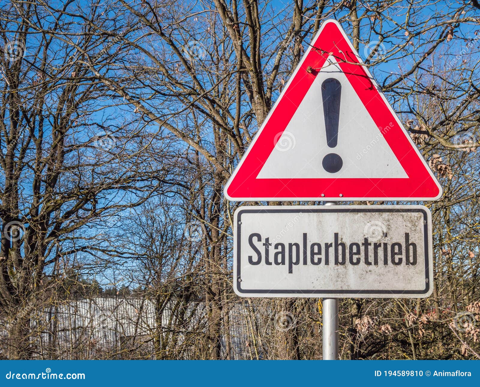 Warning Sign Stacker Operation in German Stock Photo Image of warning