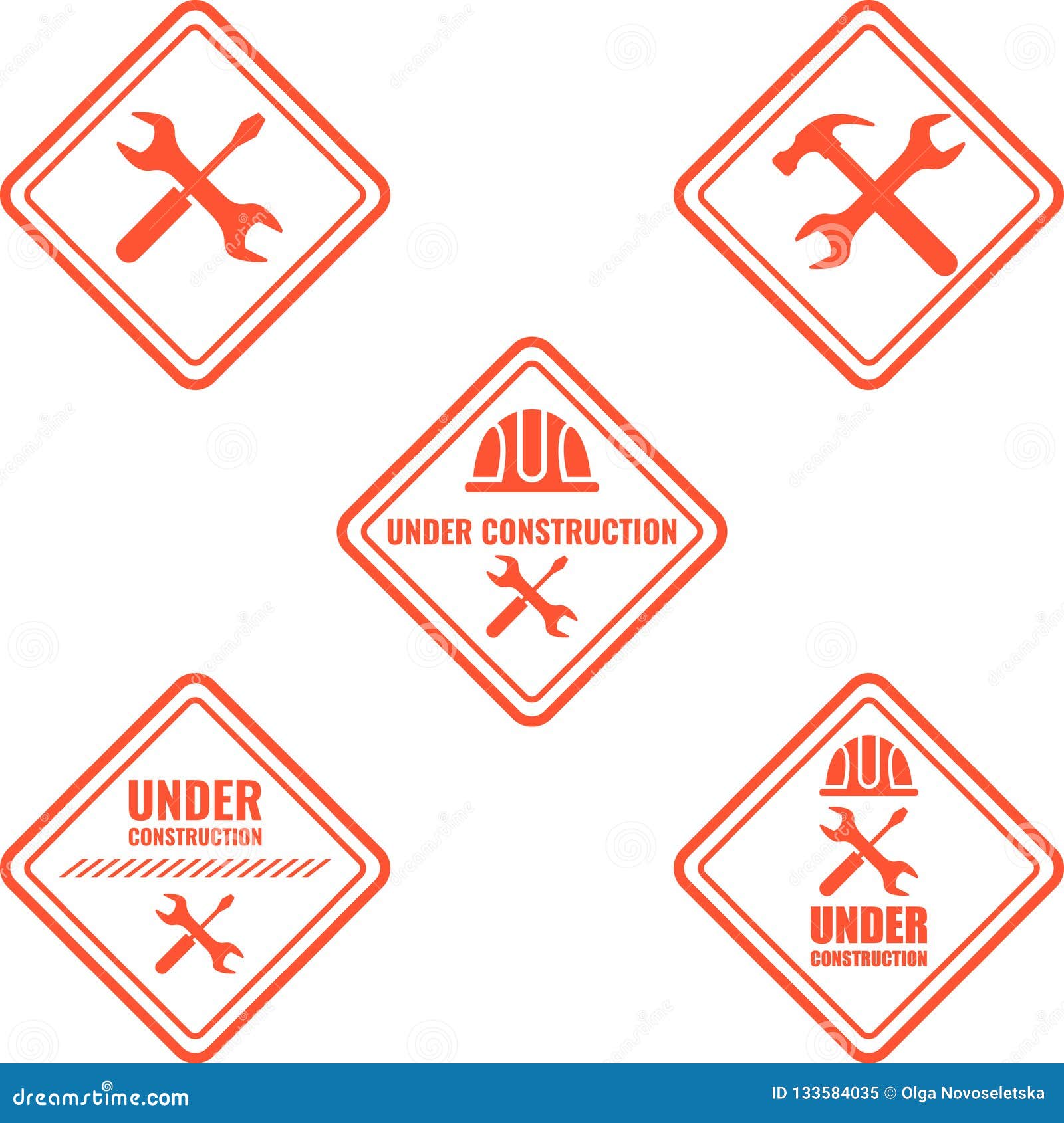 Warning Sign Under Construction Vector Logo Concept Stock Vector Illustration Of Object Builder 133584035